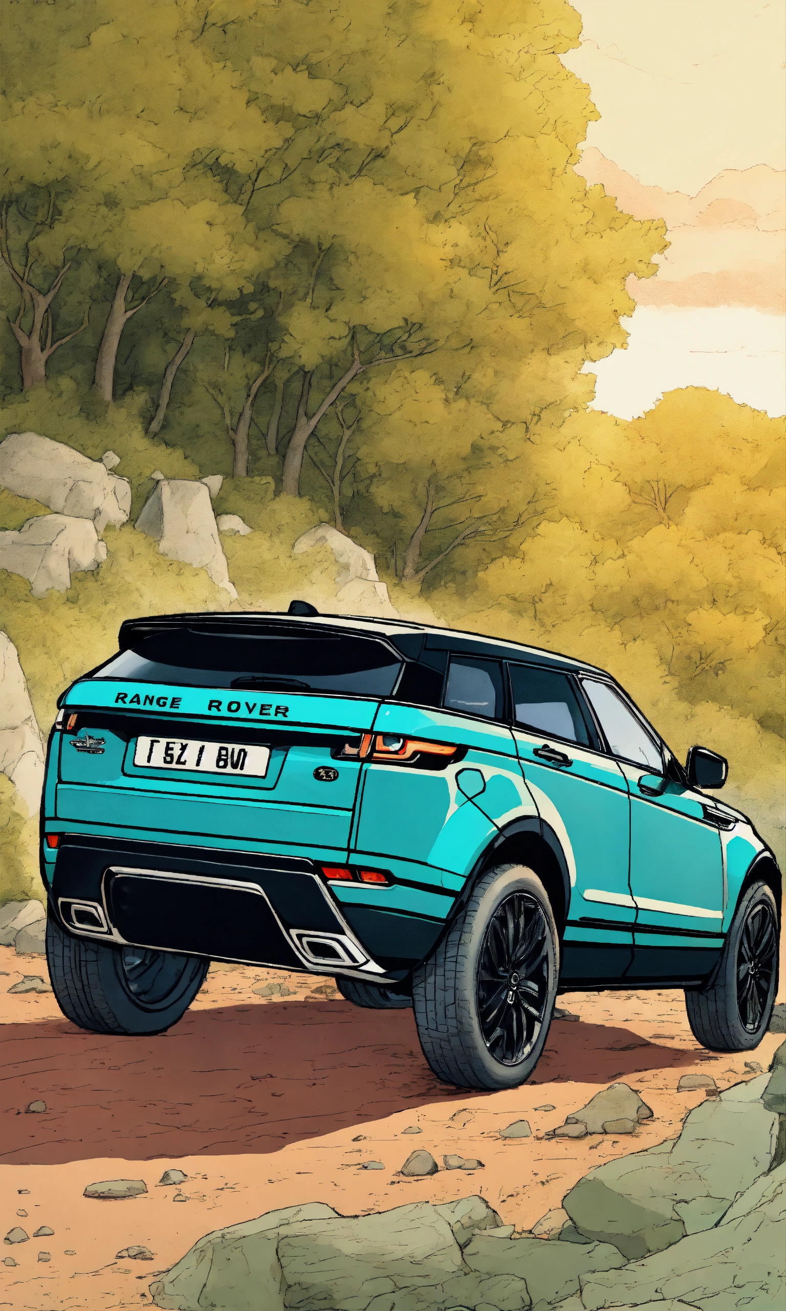 Lexica - Detailed pen and ink illustration of Range Rover Evoque 2022 ...
