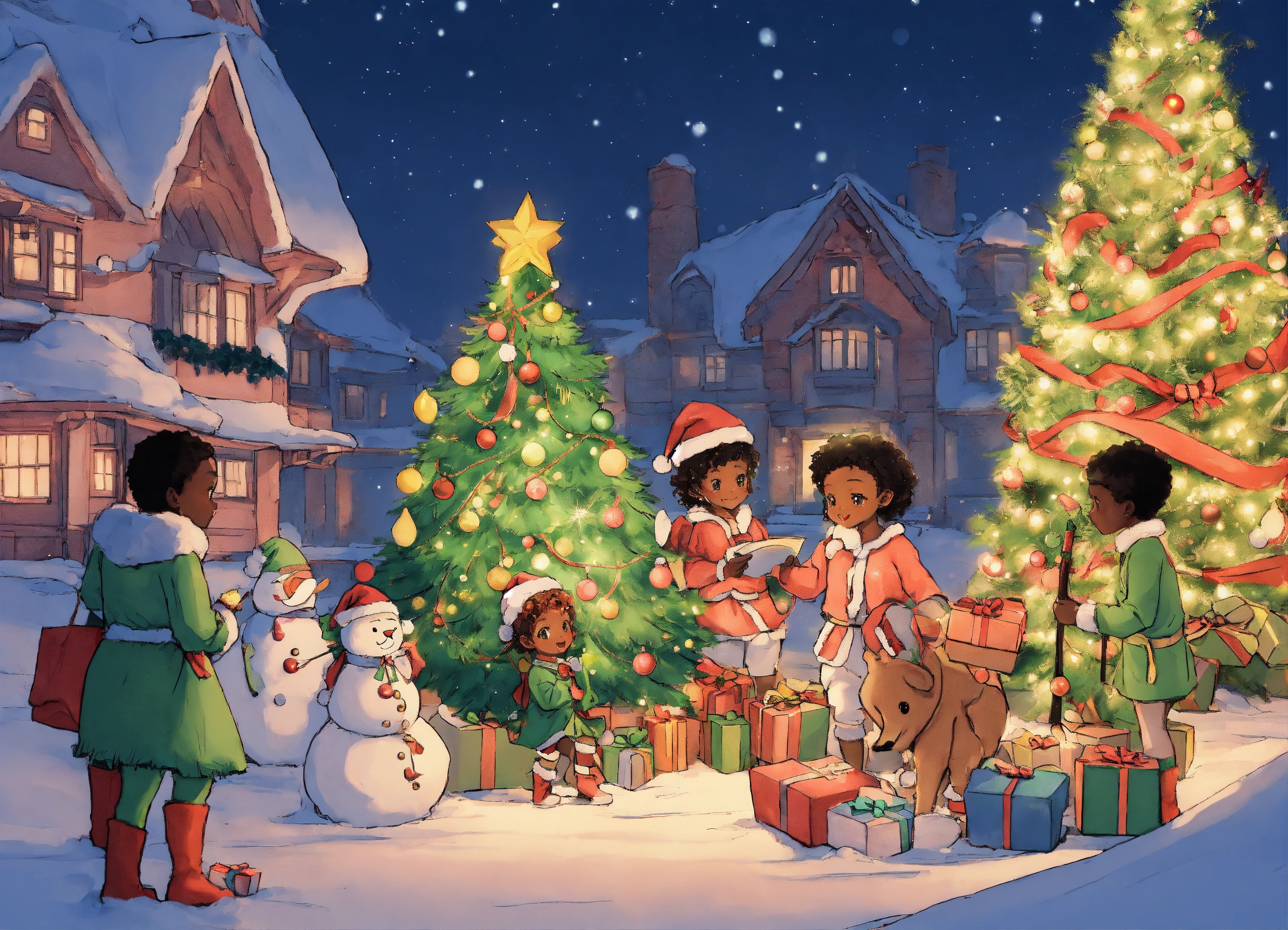 Lexica - Manga It’s Christmas Time Afrocentric North Pole Elves 