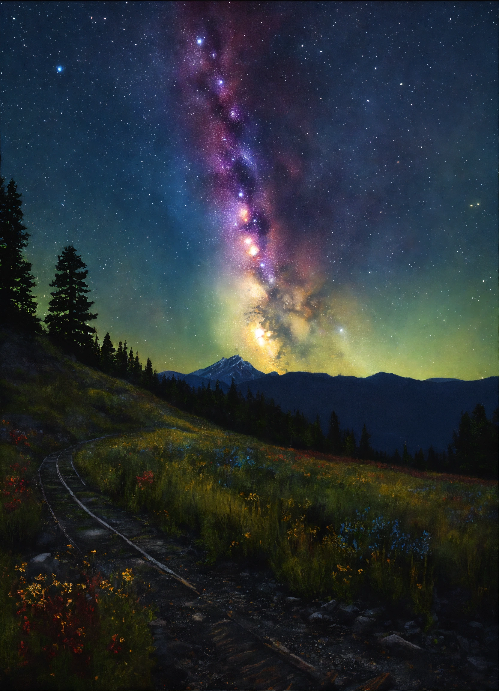 Lexica - Montana mountain night realistic comet