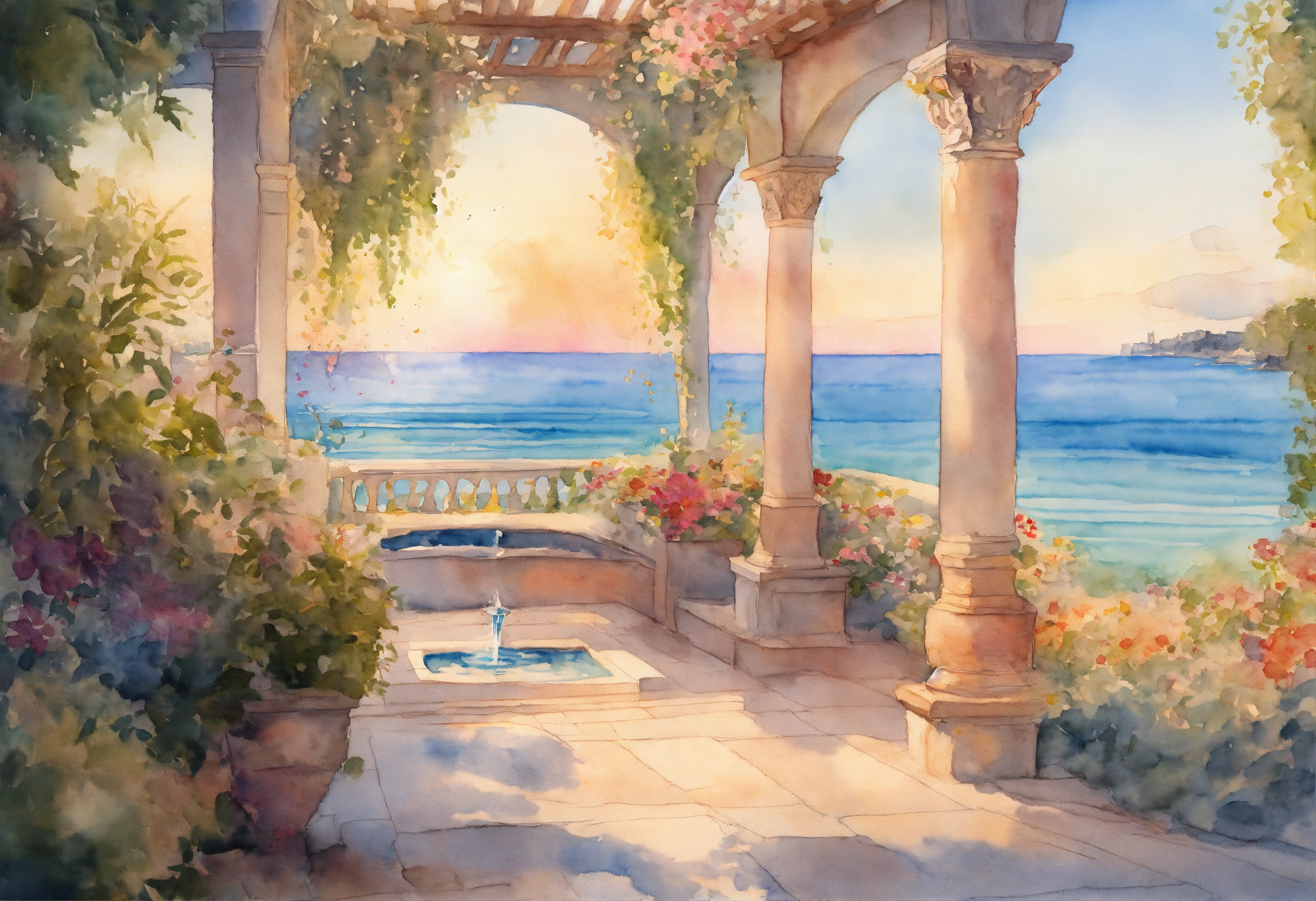 Lexica - Watercolour painting, pastel colours, warm light, intricate ...