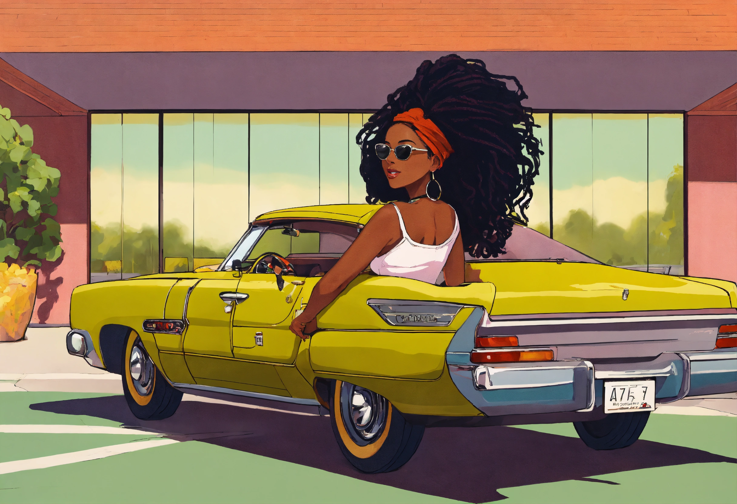 lexica-the-jetson-style-art-40-year-old-black-woman-locs-car-midday