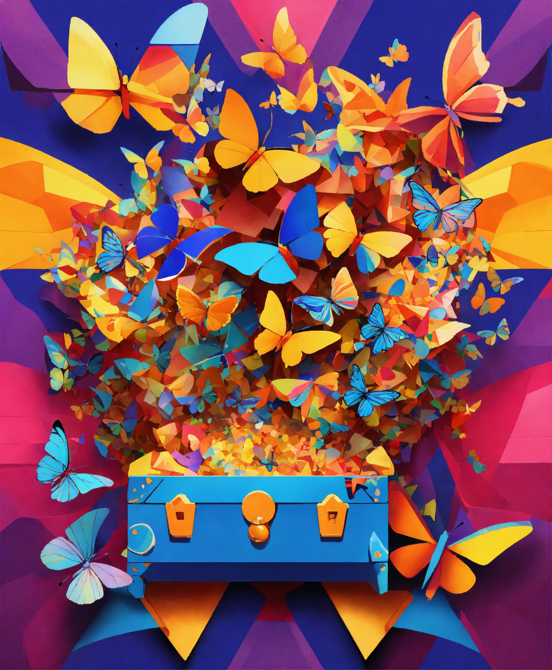 Lexica - Create a drawing of an explosion of vibrant hues butterflies ...