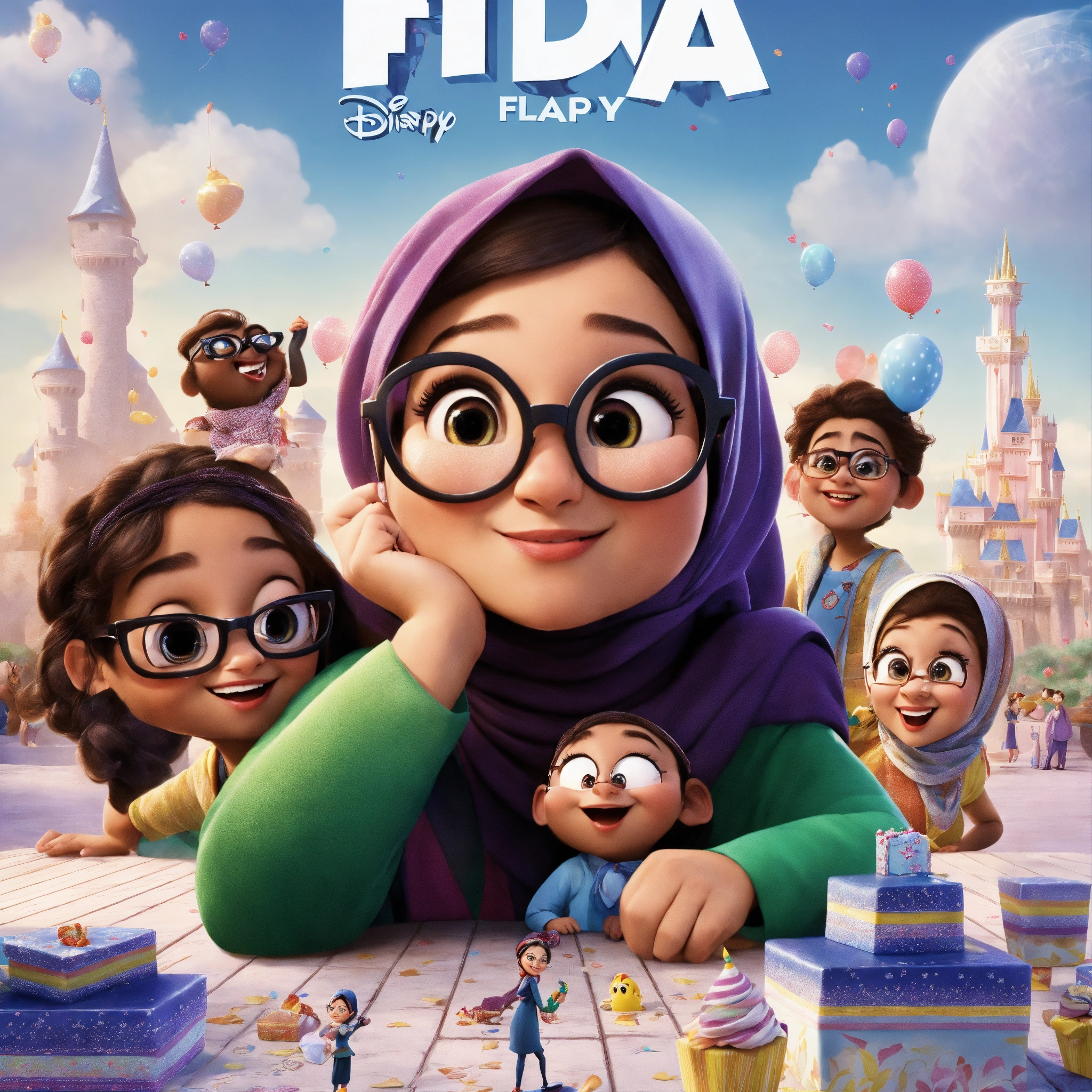 Lexica - Disney pixar film poster, movie tittle fara, happy young woman ...