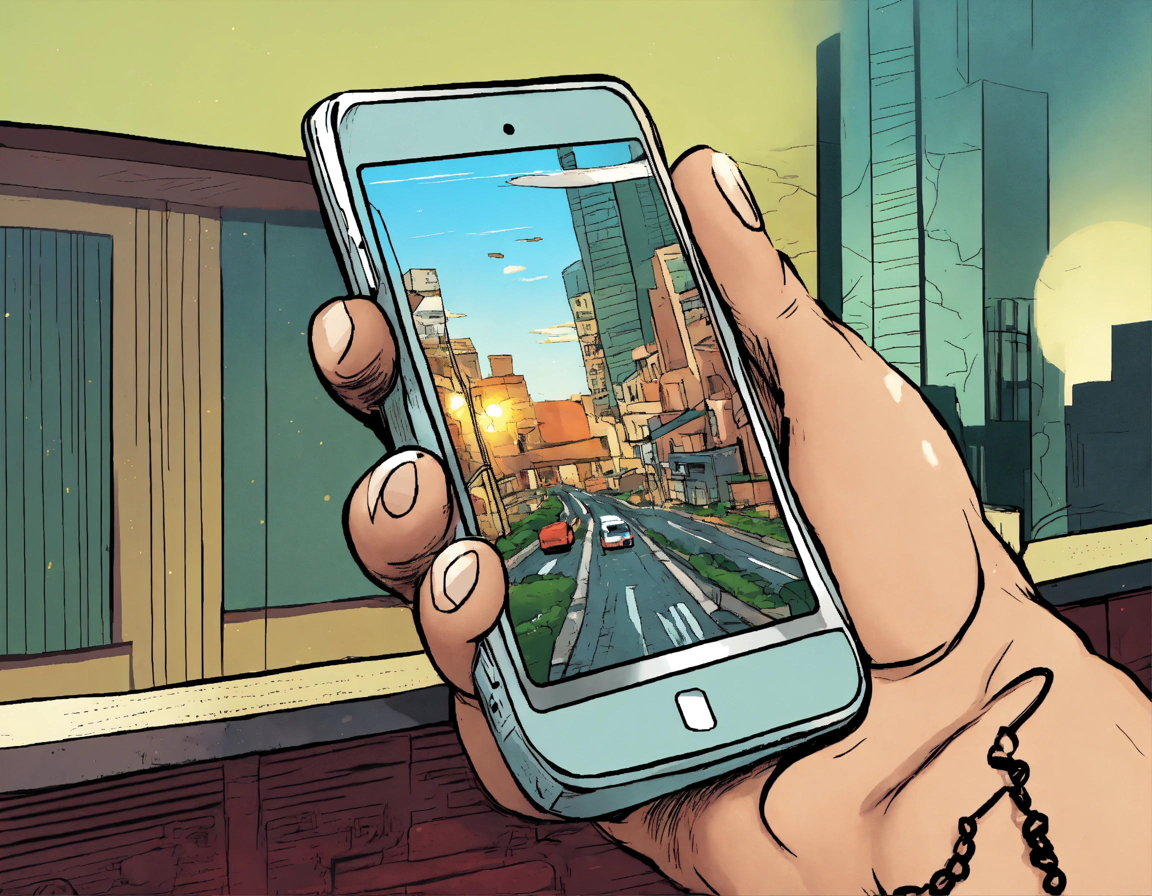 Lexica - Smartphone is ringing. comic style
