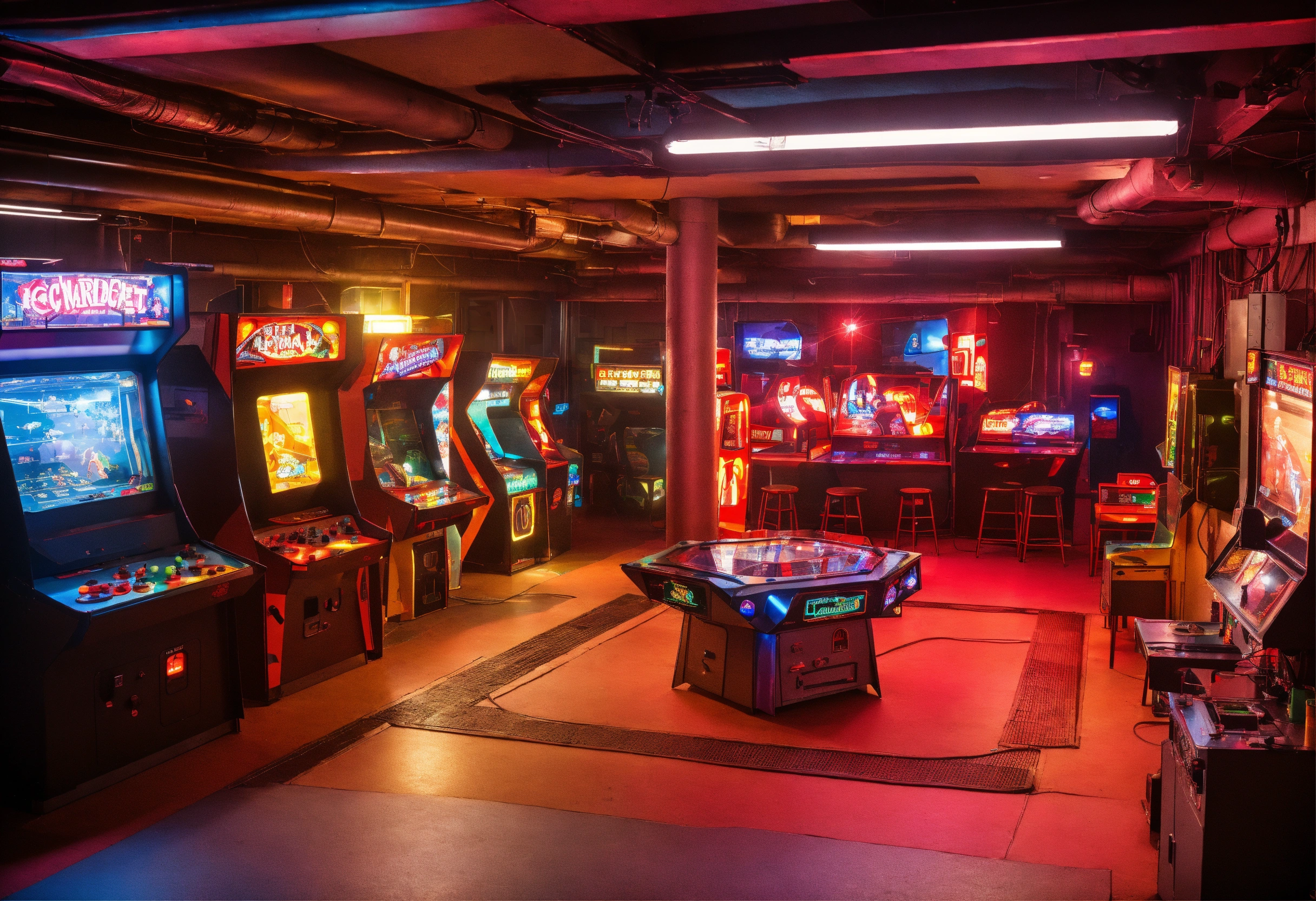 Lexica - Sci Fi tech base of operations with arcade machine, lots of ...
