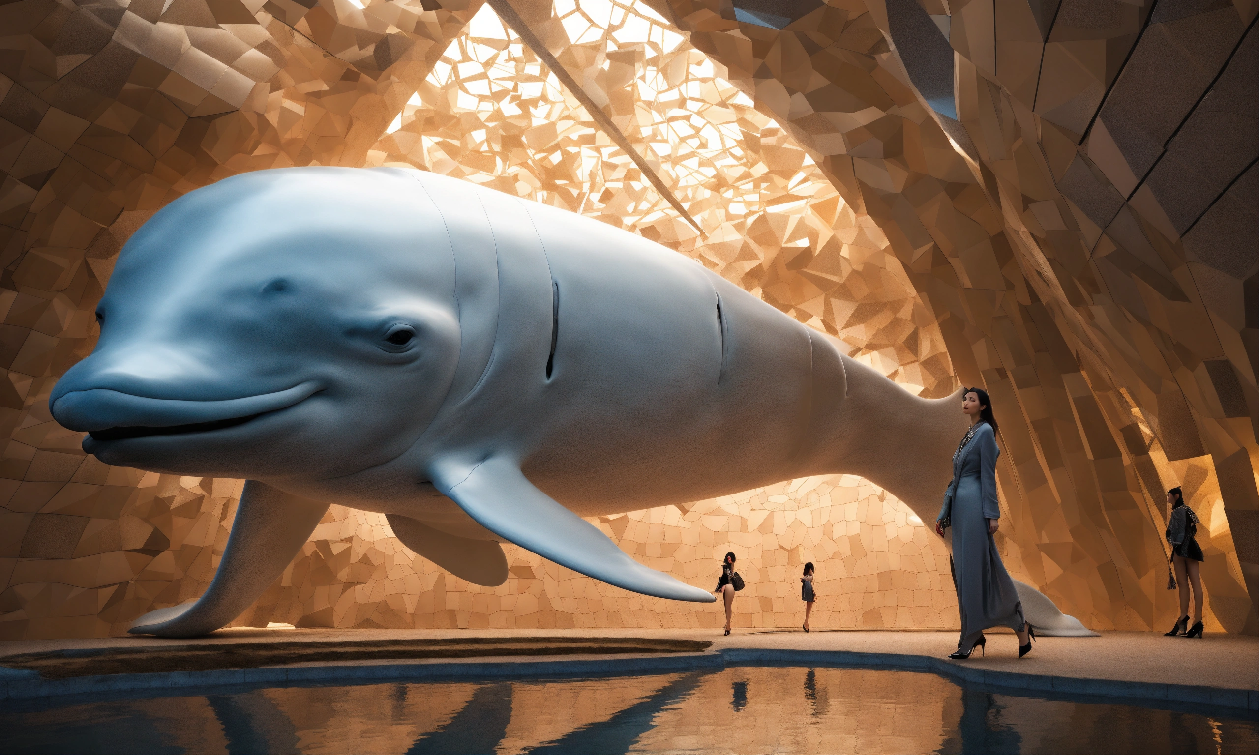 Lexica - She as (beluga whale face1.15) portrait Floating geometric ...