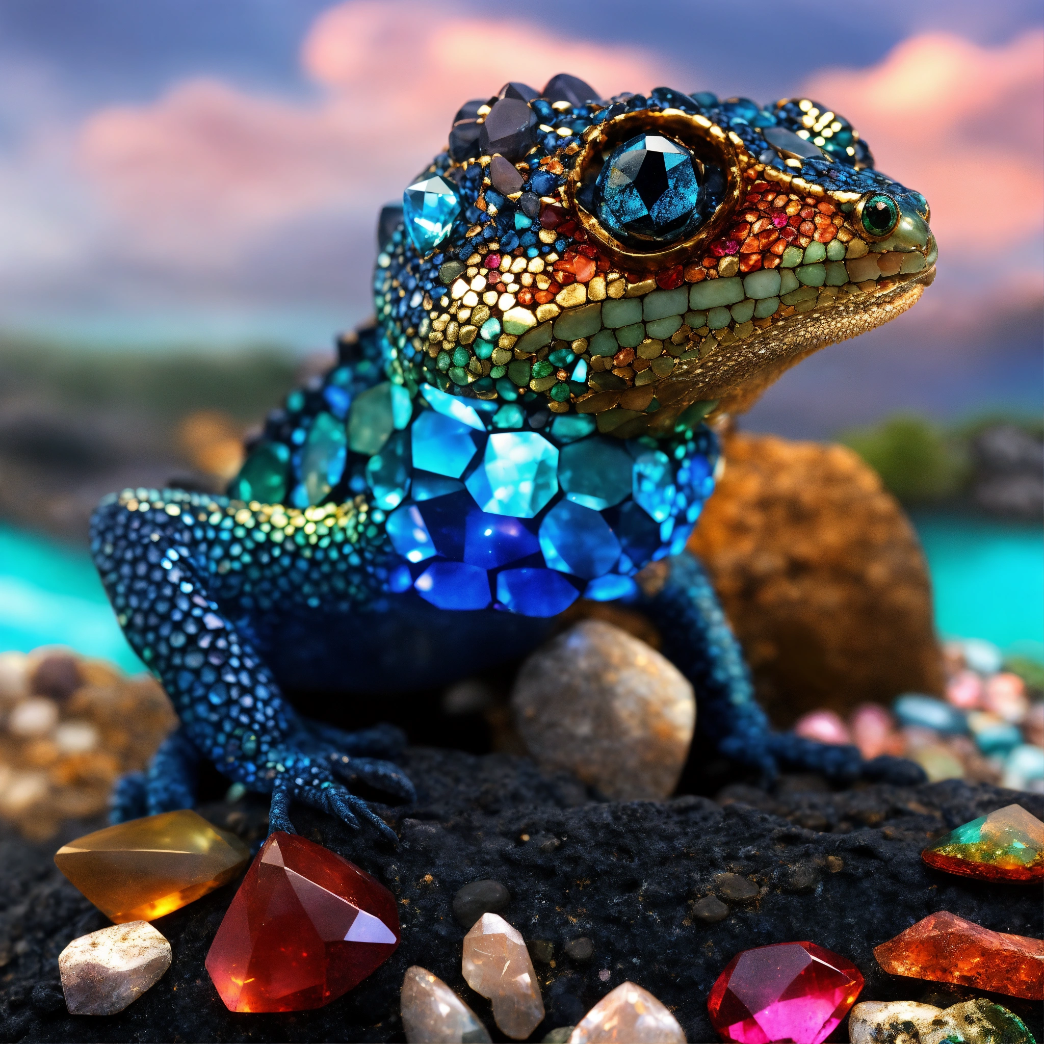 Lexica - Celestial Gecko (Mostly Dark blue scaled, rest is orange scale ...