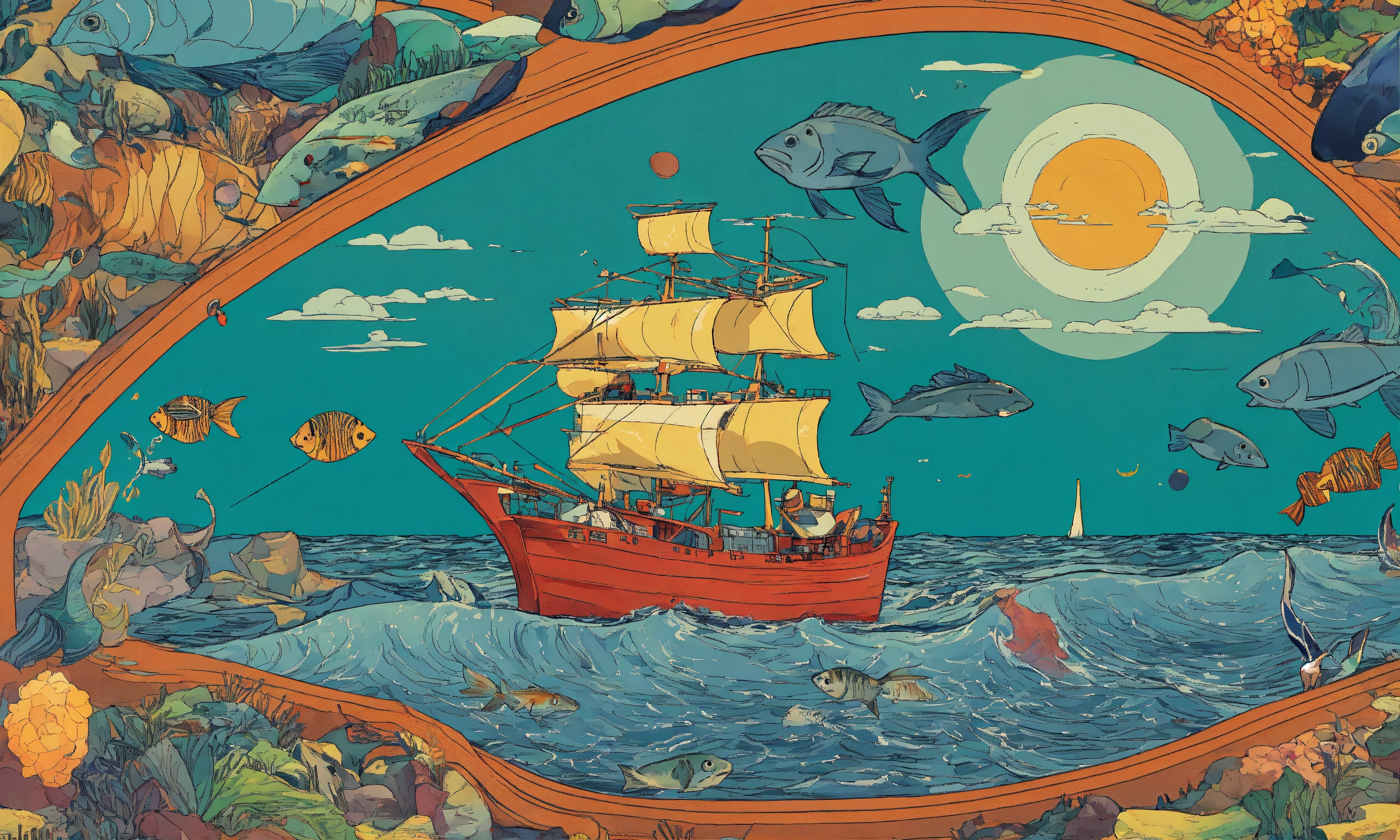 Lexica - A vivid illustration featuring two ships in the ocean to ...