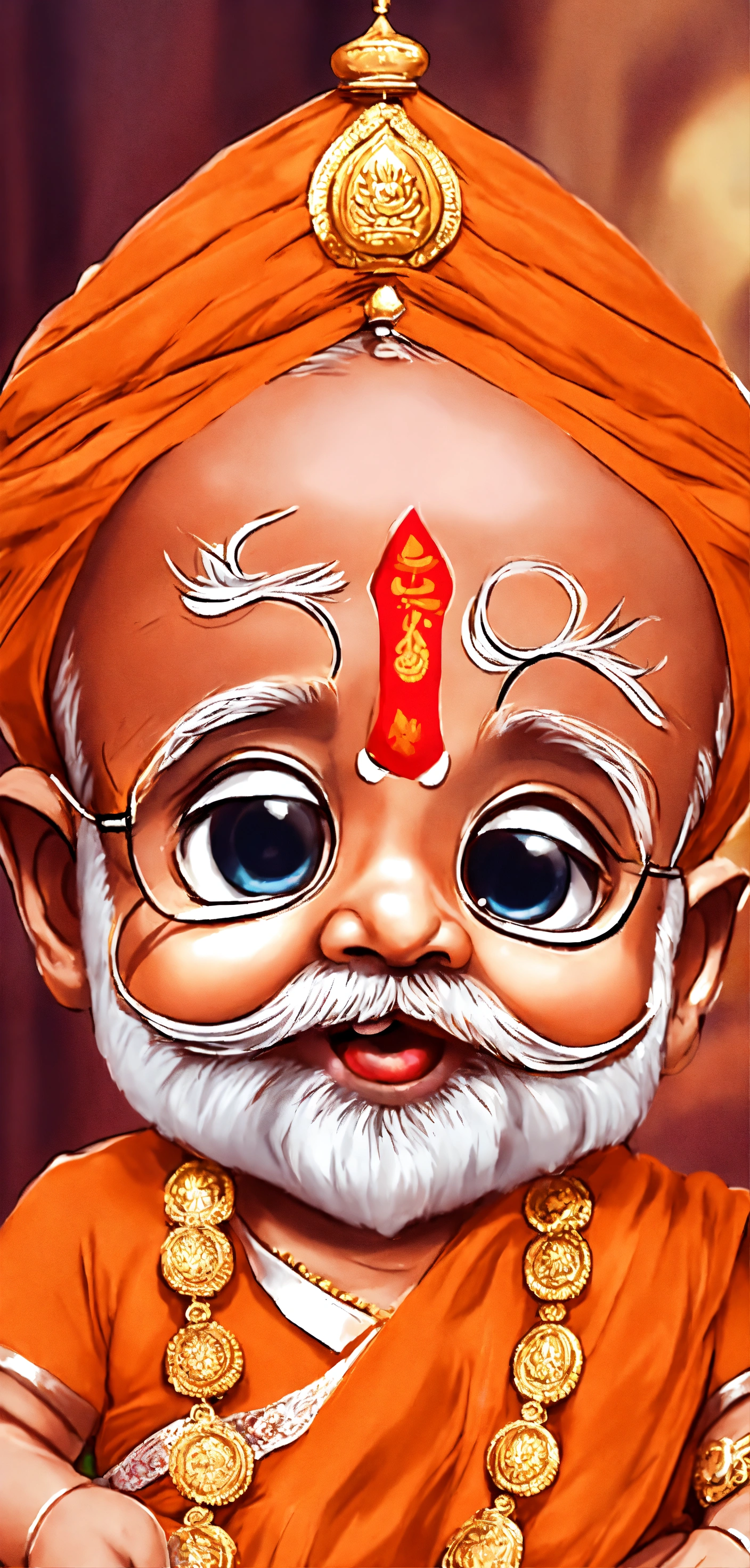 Lexica - Narendra Modi as a cute baby cartoon, big eyes Ultra realist