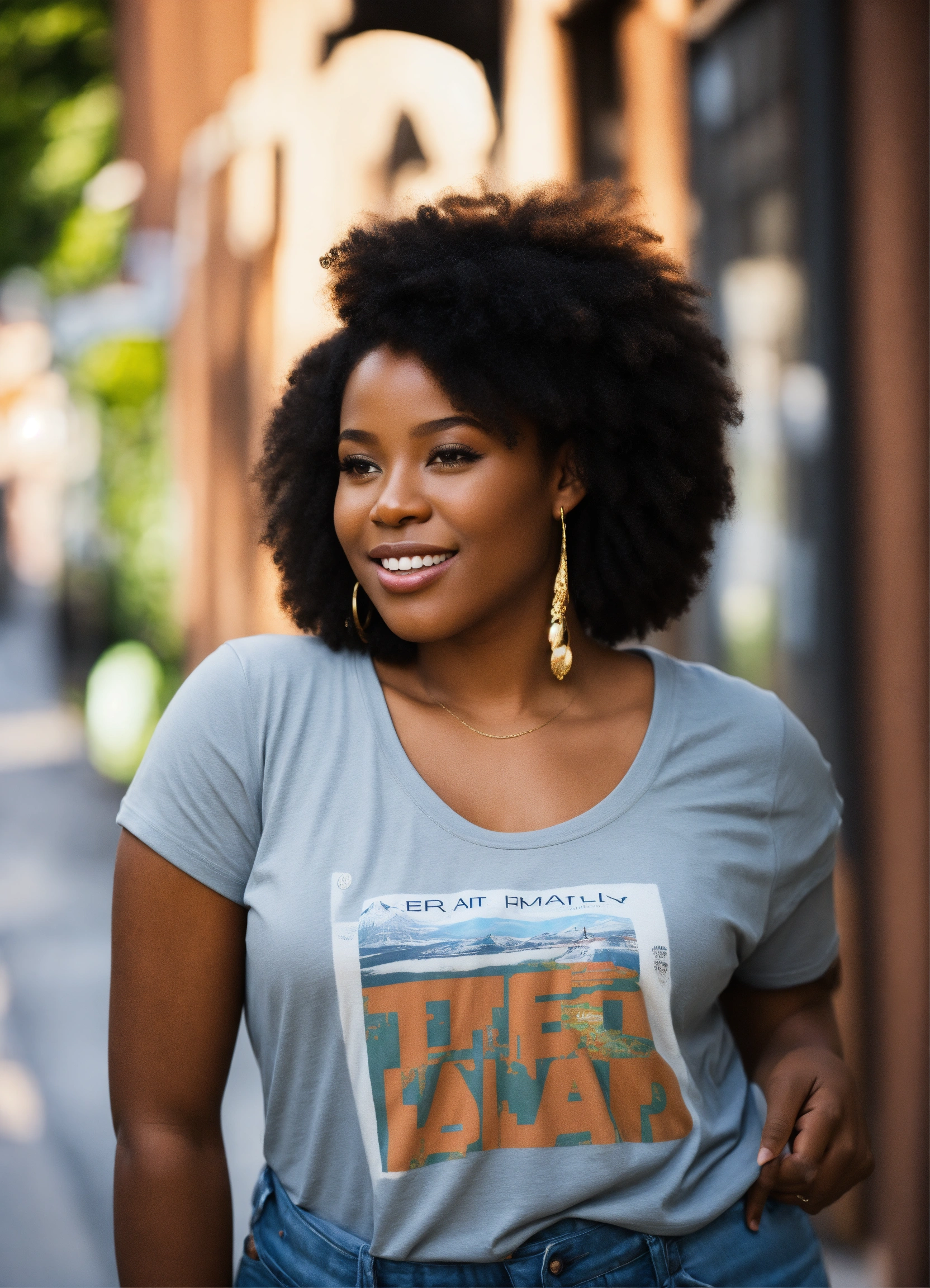Lexica - Black female, natural hair, tee shirt and shorts