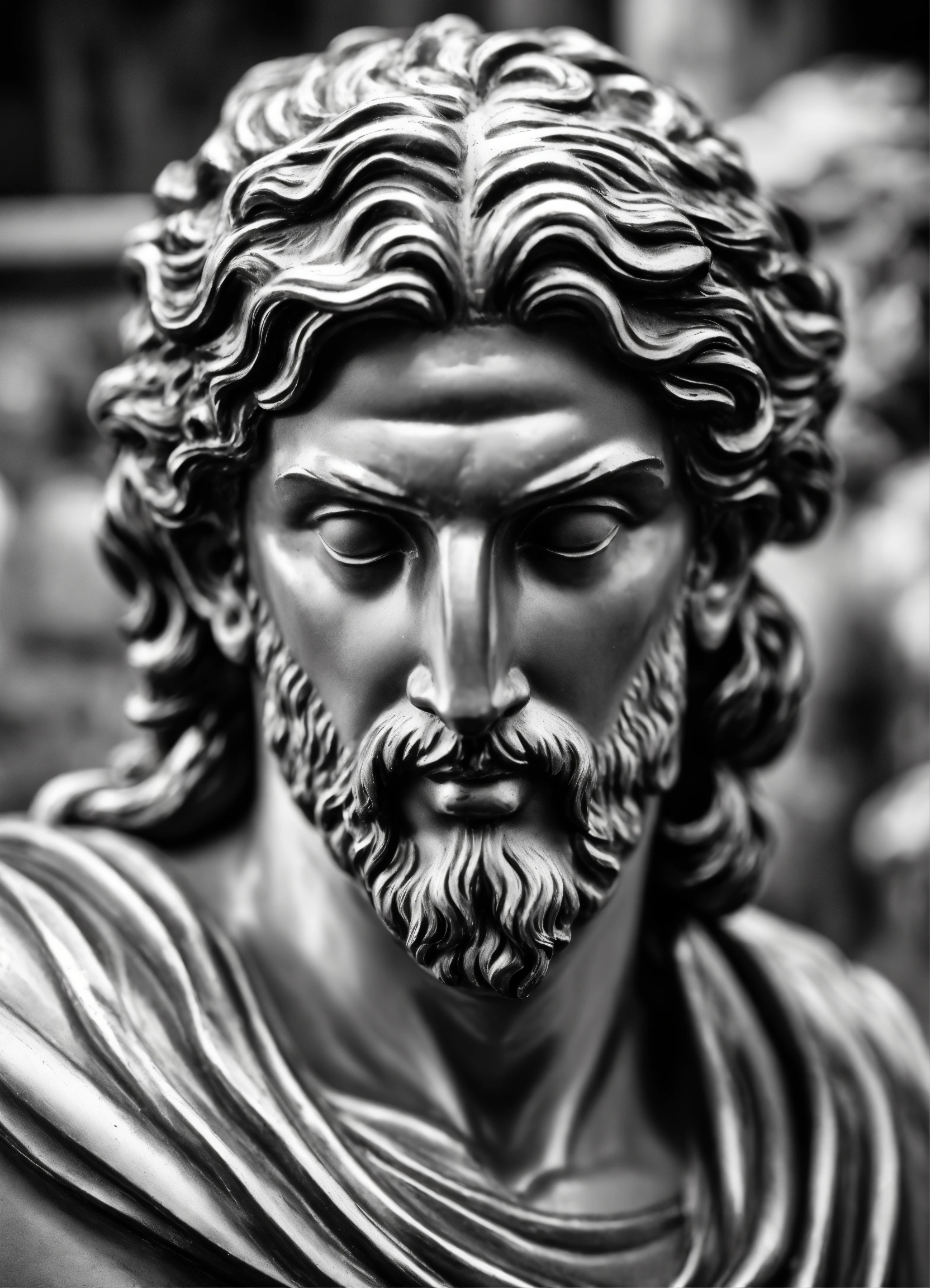 Lexica - Drawed greek uscular greek god statue with middelparting hair ...
