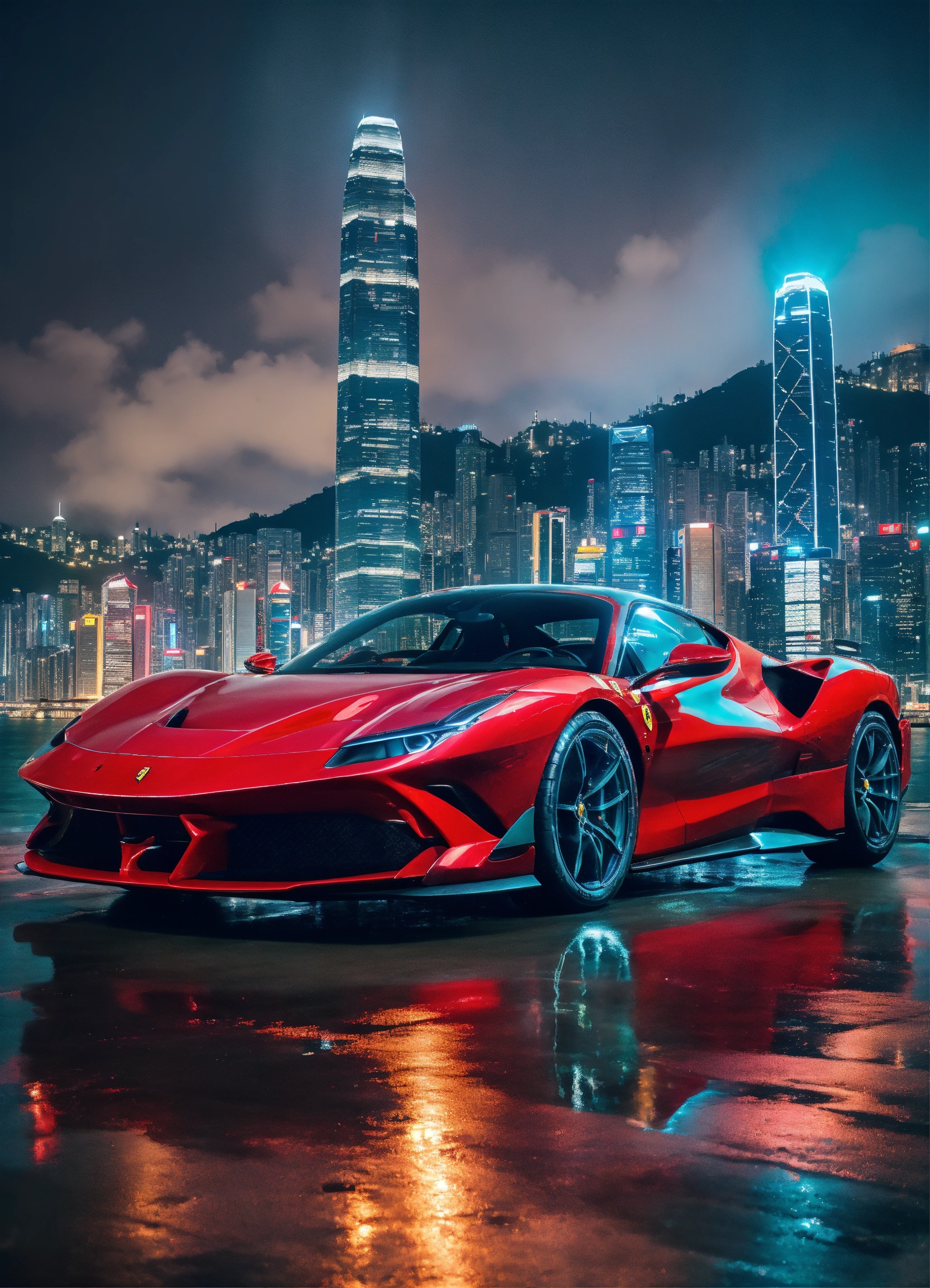 Lexica - 2023 Ferrari SF90 Stradale cyan, doors opened, metallic ...