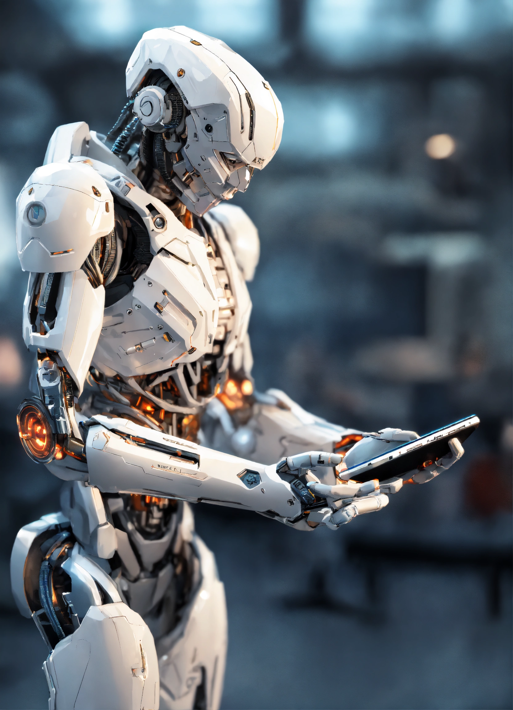 Lexica - White cyborg arm holding smartphone, hdr, rendered in unreal ...