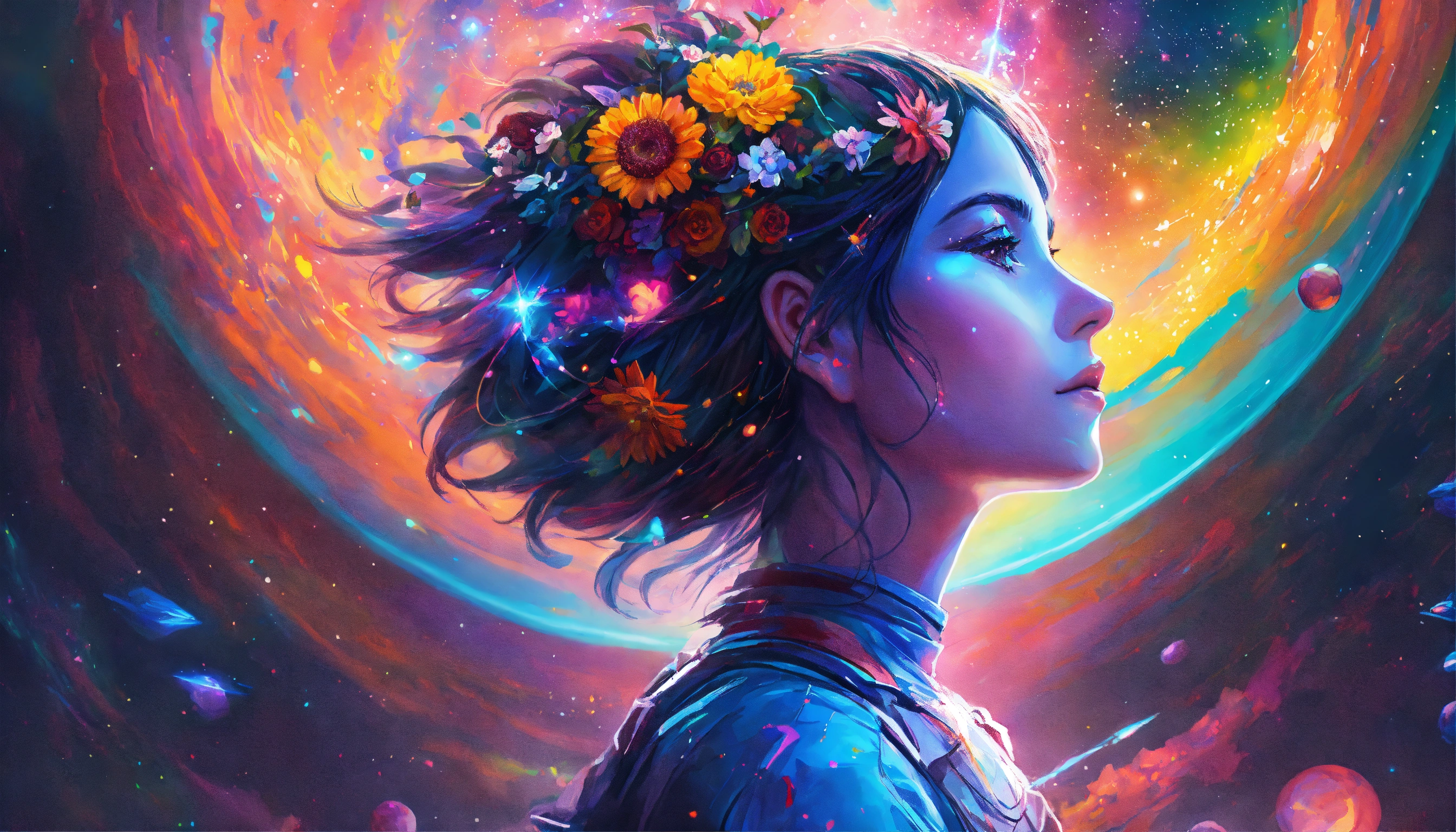 Lexica - Cyberpunk digital painting of a woman surrendering deep to ...
