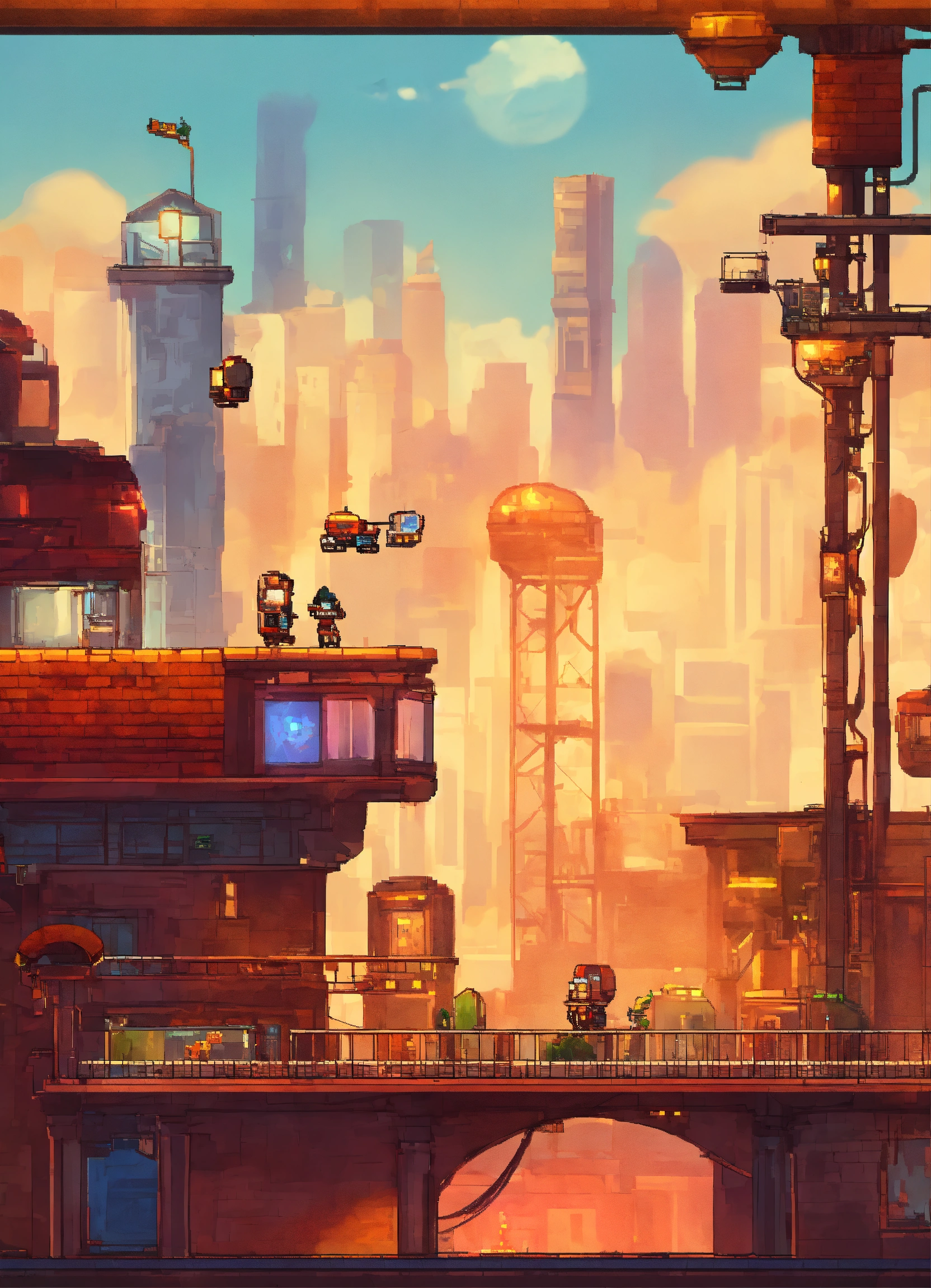 Lexica - Side-scrolling mobile platform game in a cityscape with main ...