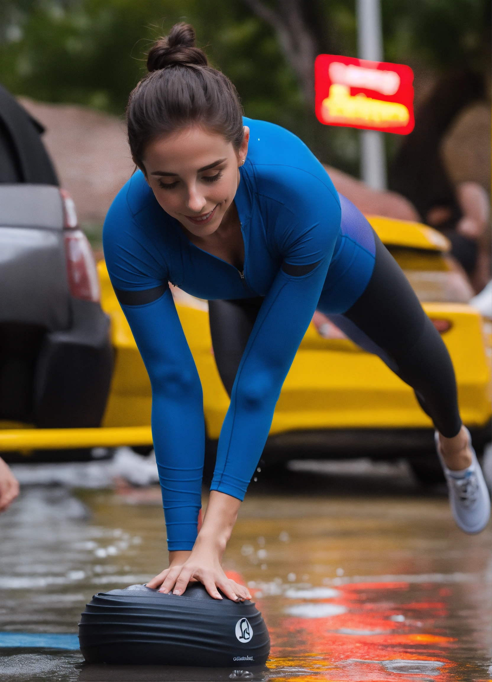 Lexica - Alison Brie lululemon leggings bending over raindrops