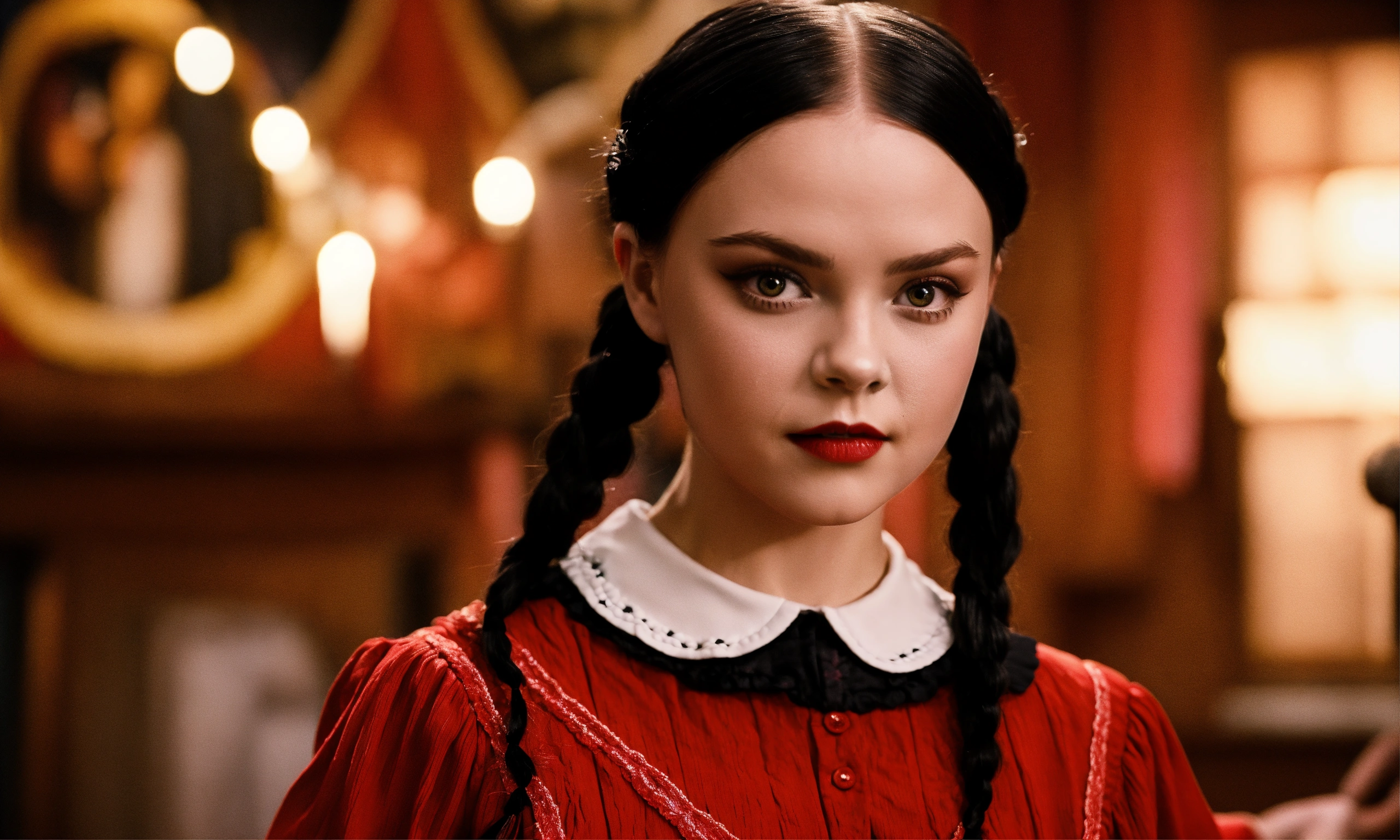 Lexica - Wednesday Addams from the series, black hair braided in two ...