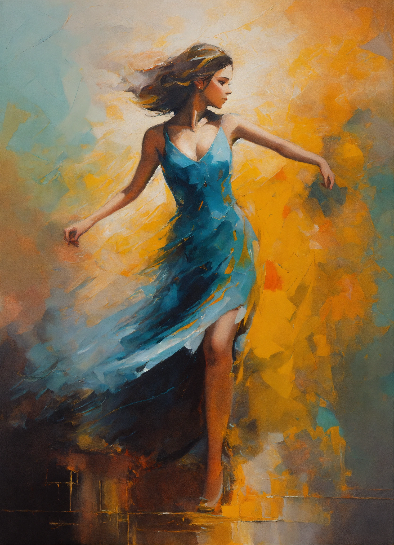 Lexica - Abstract and minimalist oil painting of beautiful European ...