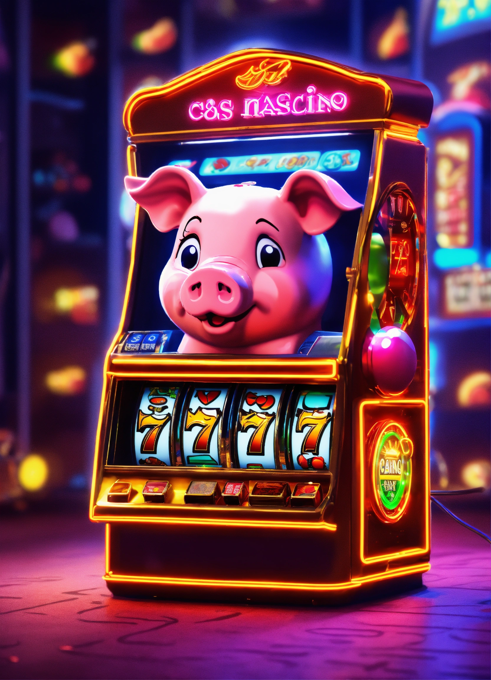 Lexica - 3D REAL CUTE CARTOON CAP PIG casino slot machine in the ...