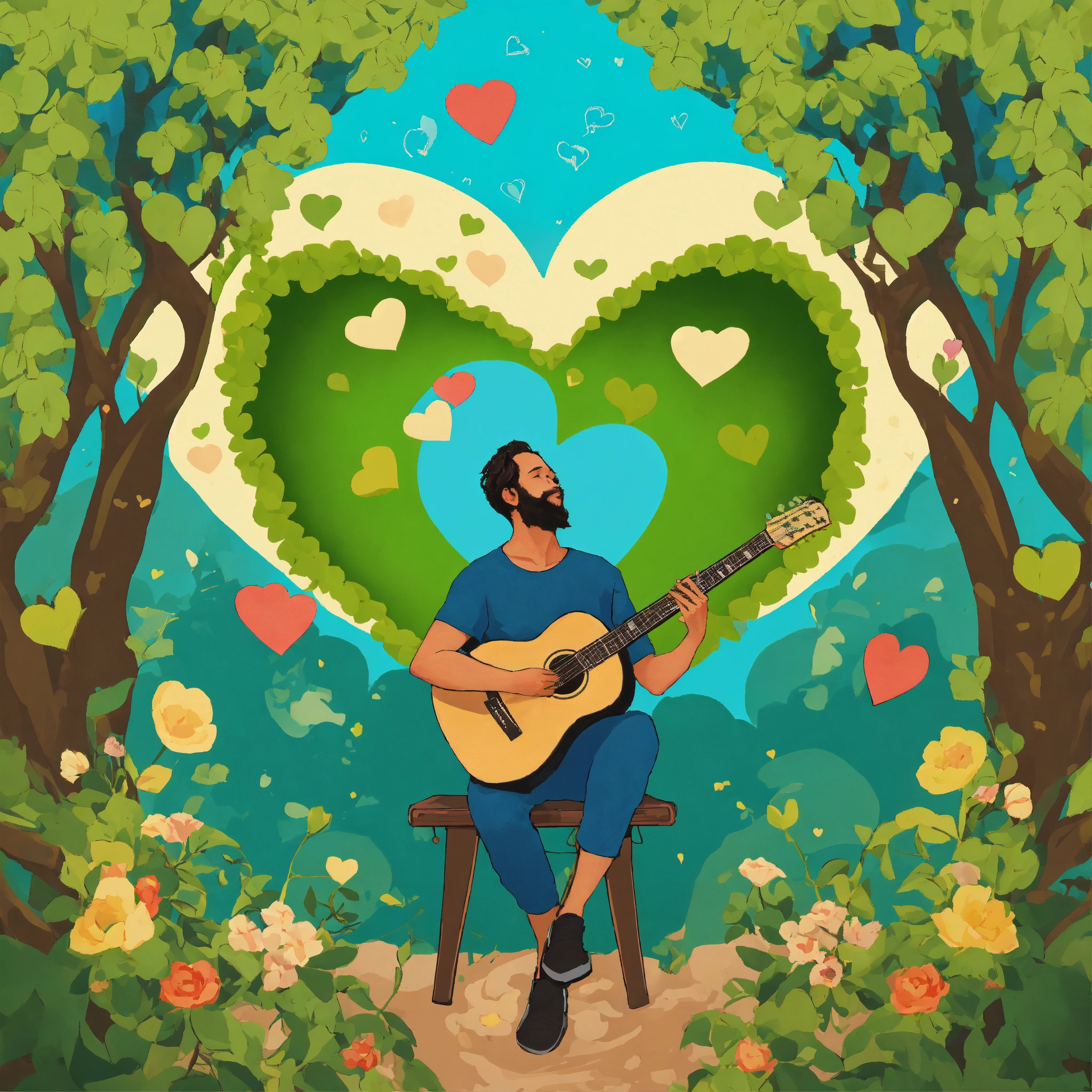 Lexica - Musician playing a guitar with a heart shaped sound hole ...