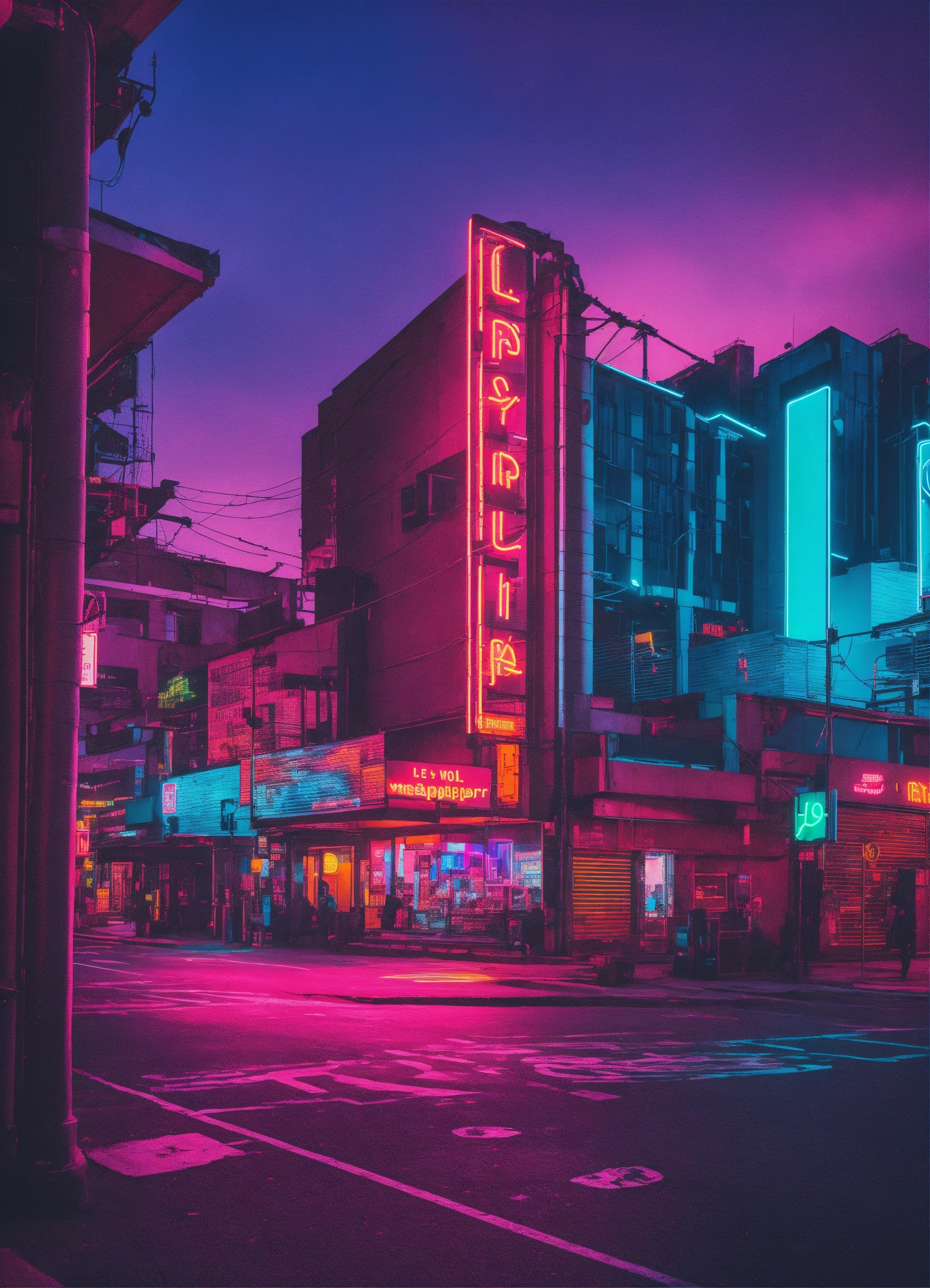 Lexica - A modern City Wellpapper aesthetic neon lights