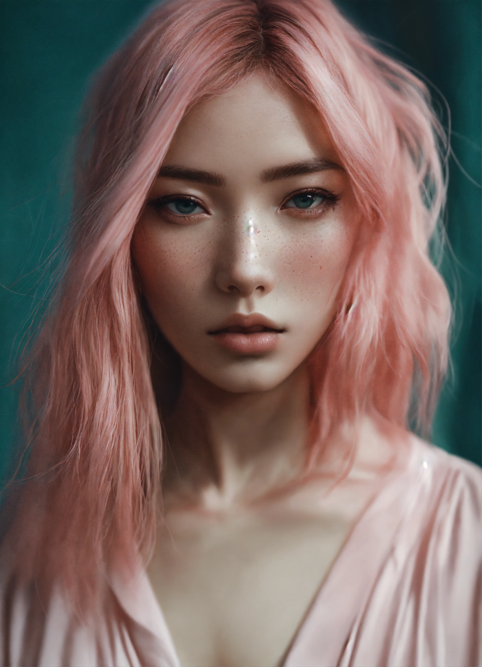 Lexica - Supermodel, asian, pastel pink hair, freckles,, alessio albi ...