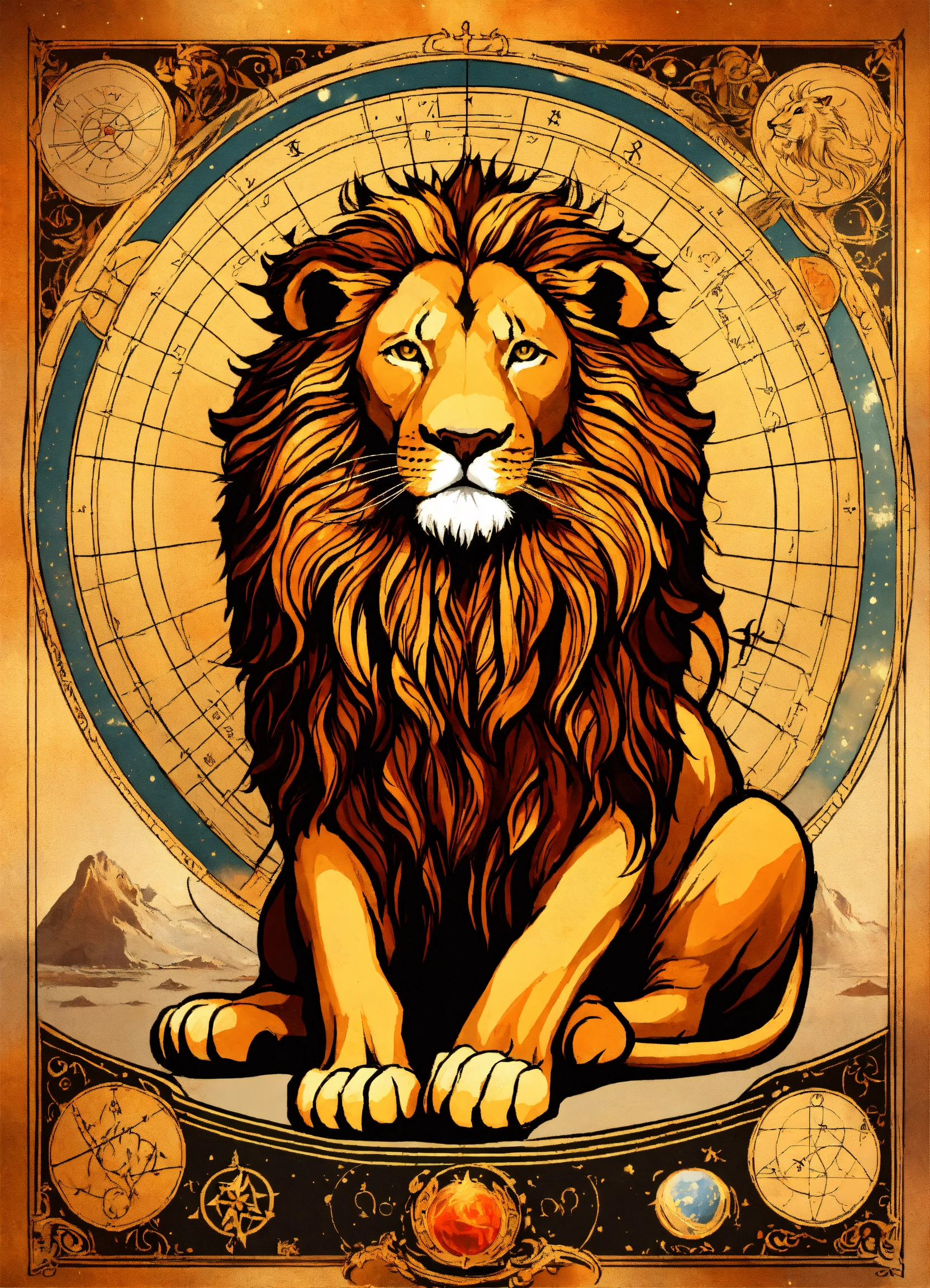 Lexica Un Lion Avec Son Signe Astrologique En Arri re Plan