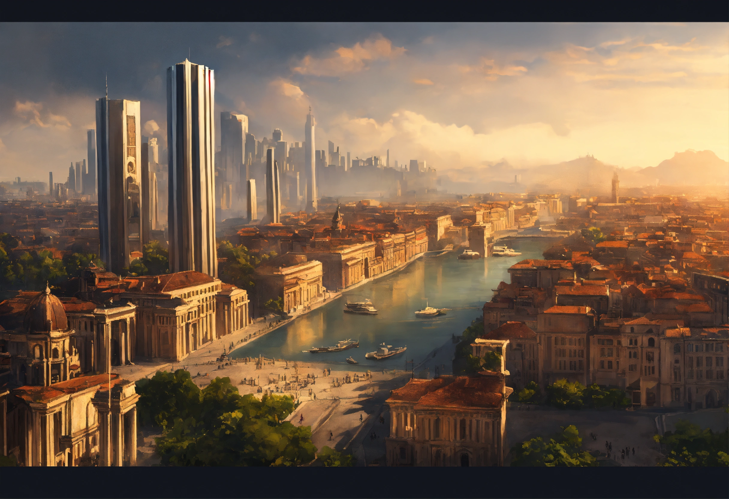 Lexica - Epic city with skyscrapers, inspired by anicient rome and the ...