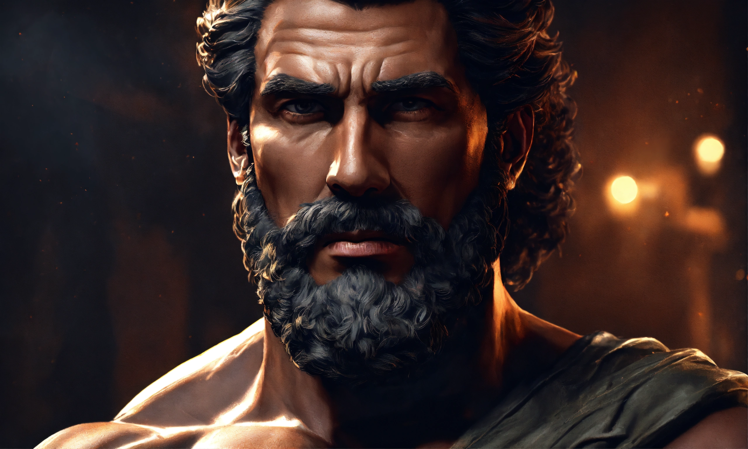 Lexica - Stoic man, muscular, dark smoky background, realistic, well ...