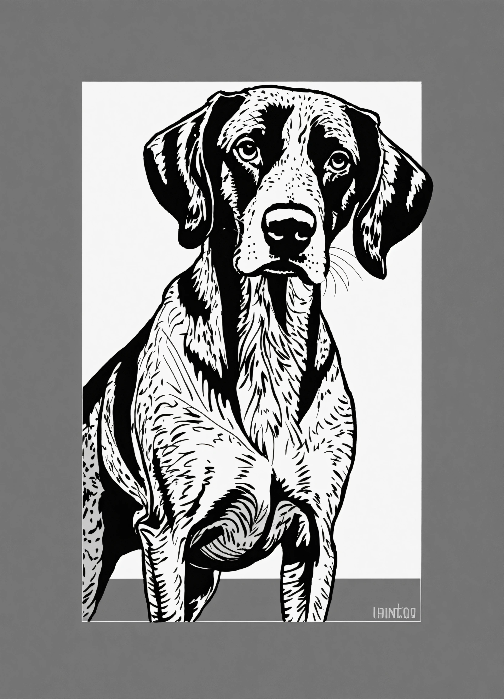 Lexica - Black and white bold line drawing, german shorthaired pointer ...