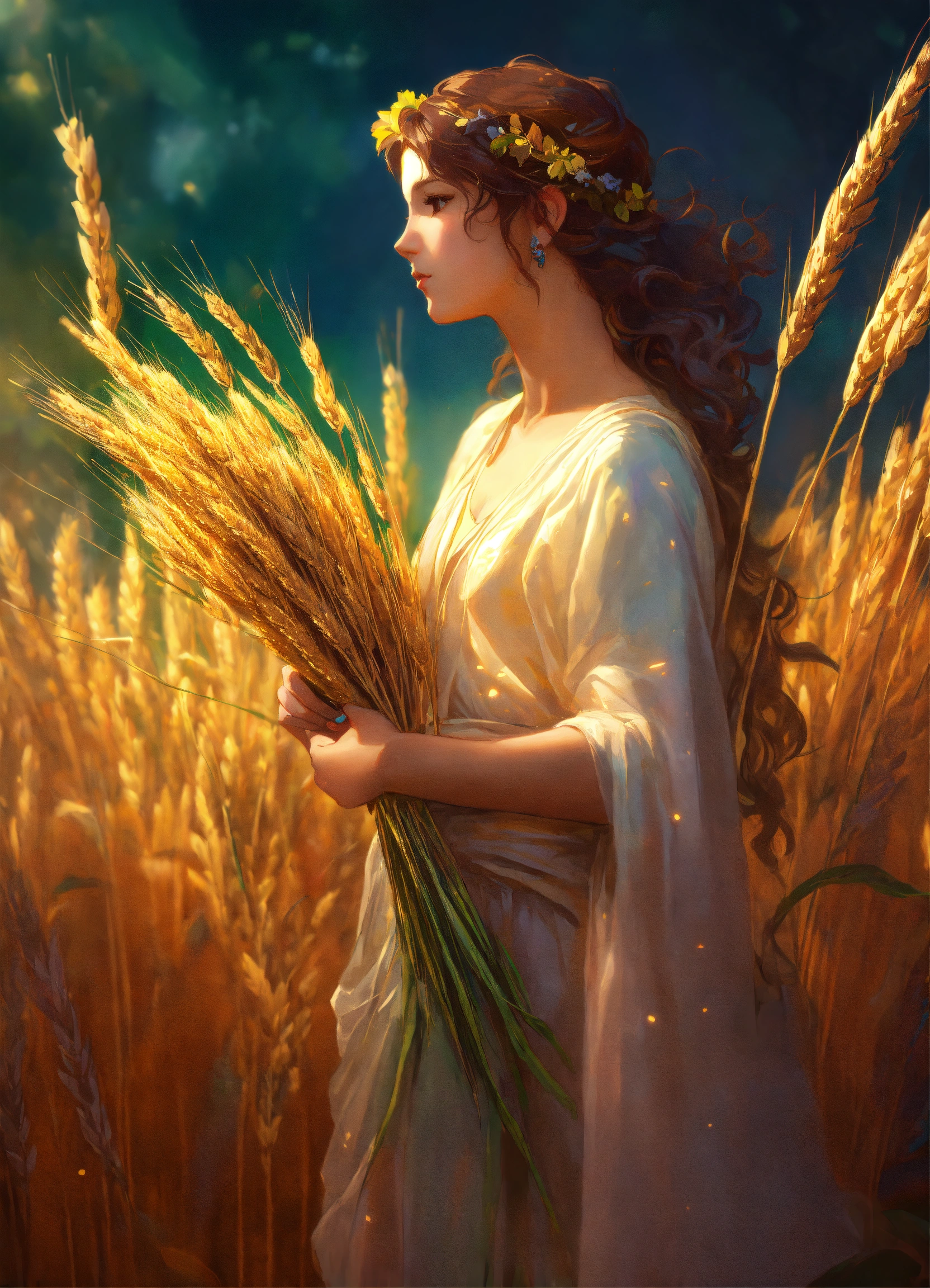 Lexica - Demeter holding wheat, art by artgerm and greg rutkowski and ...