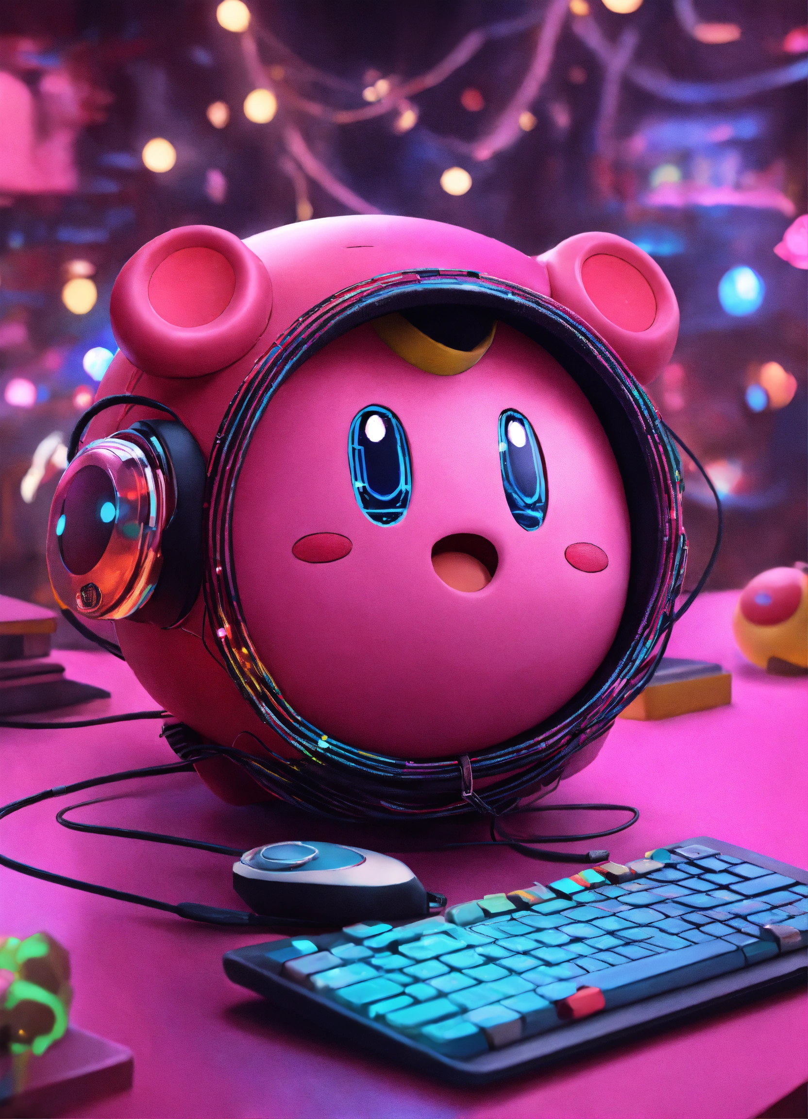 Lexica - A real photo of Cute Cyber Kirby