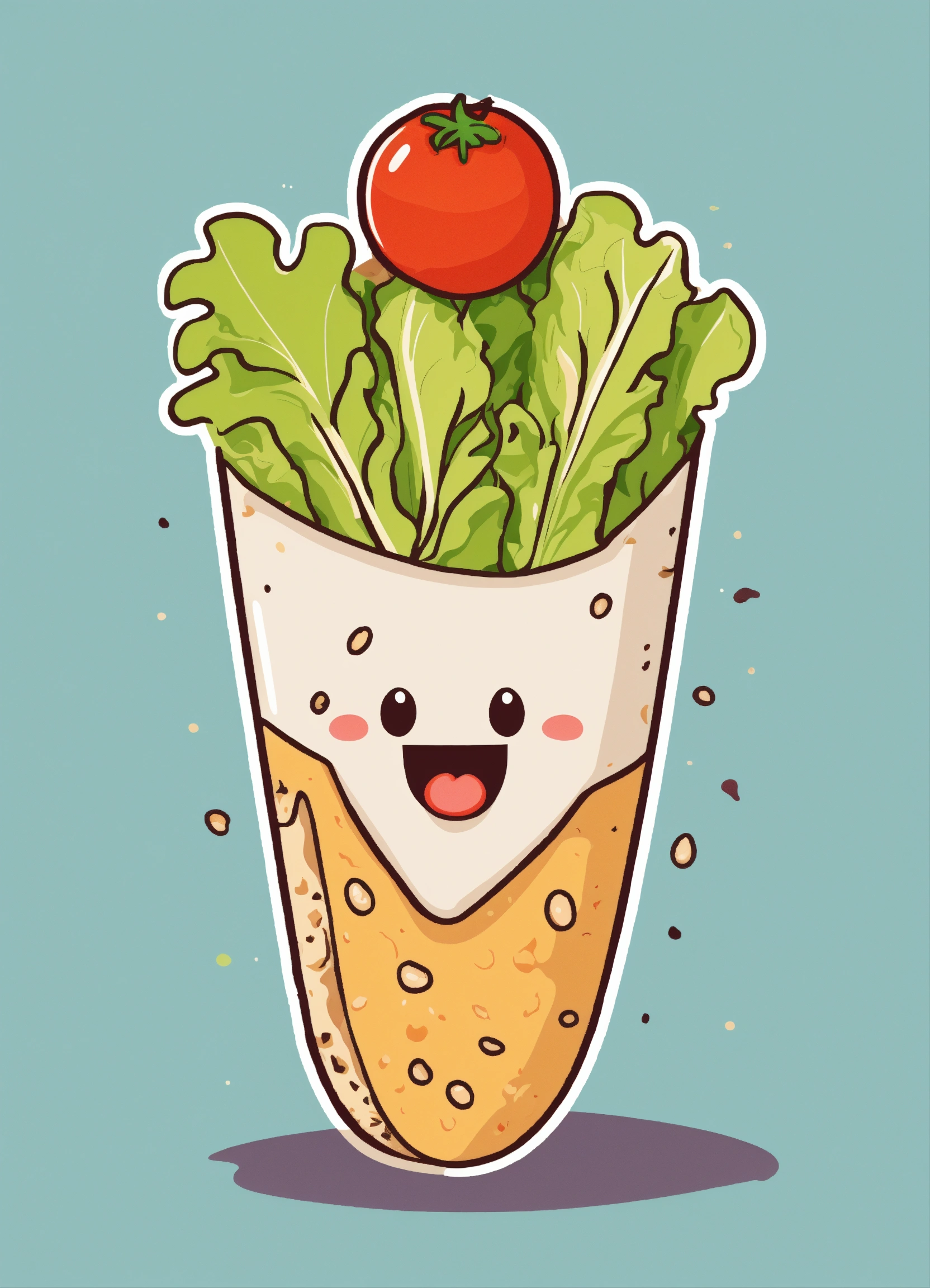 Lexica - A cute kawaii burrito sticker design on a plain white ...