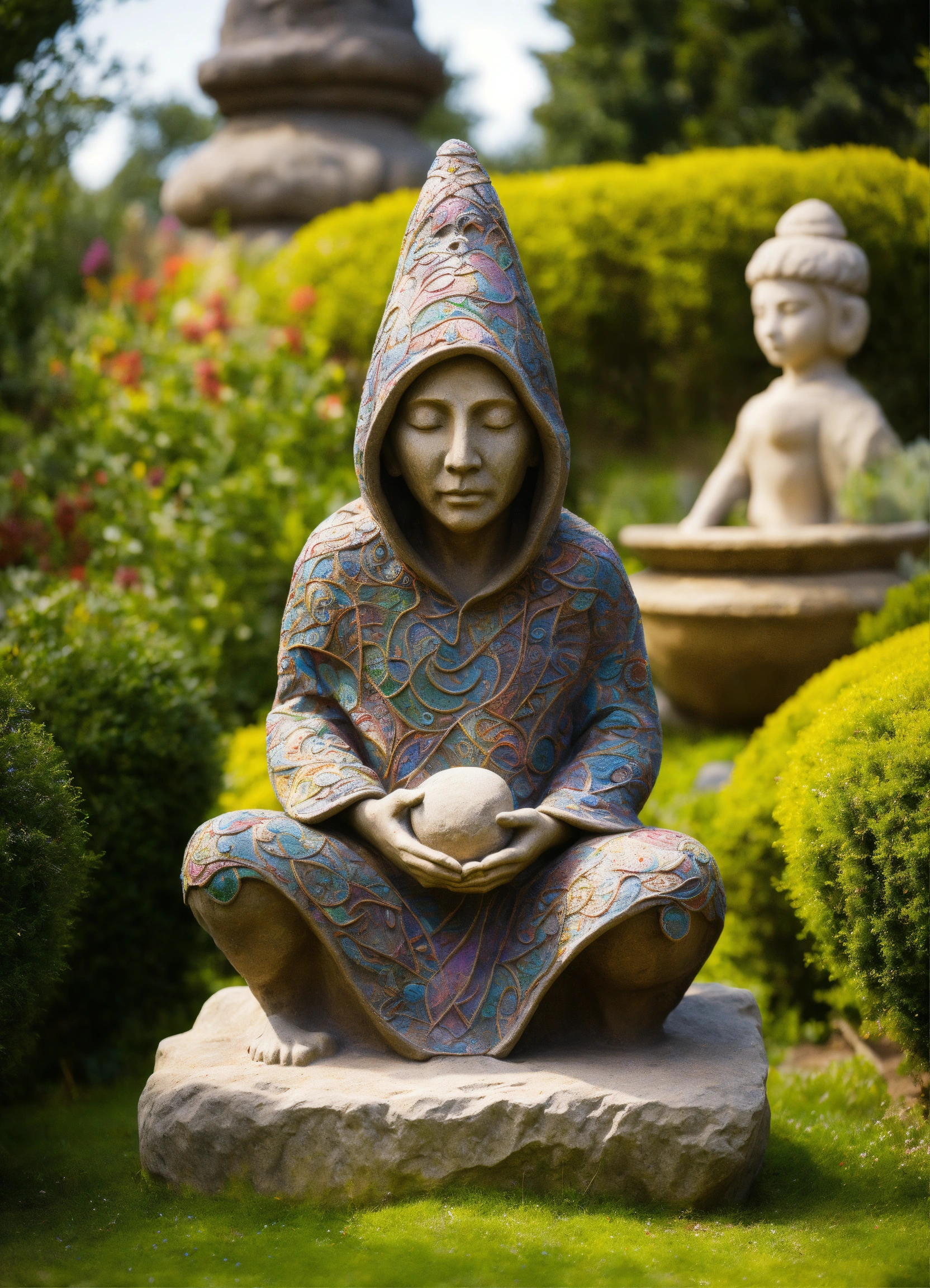 Lexica - An ancient stone gnome in hooded robe hand made surrounded by ...