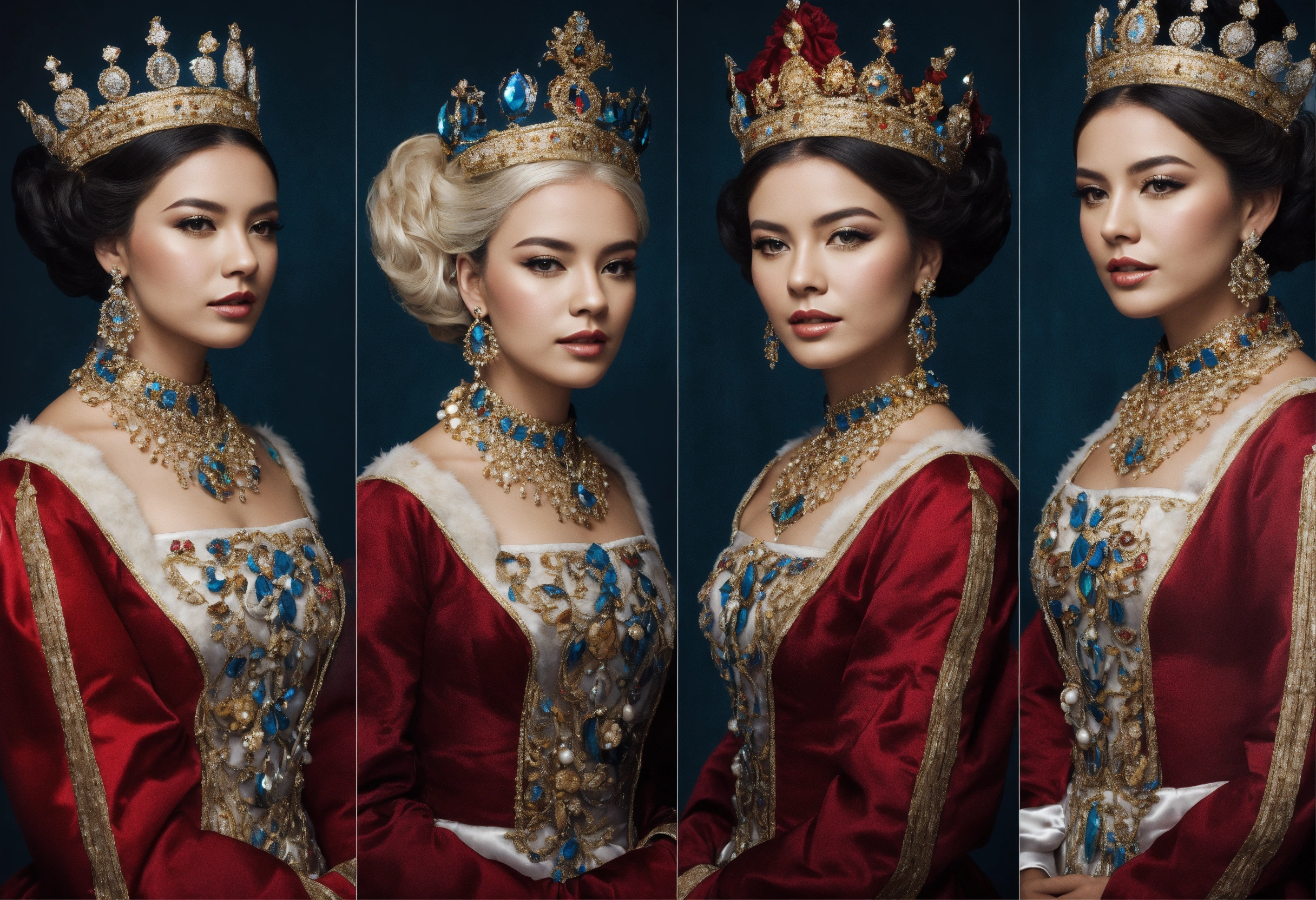 Lexica - Take photos of different queens in reference style,White skin ...