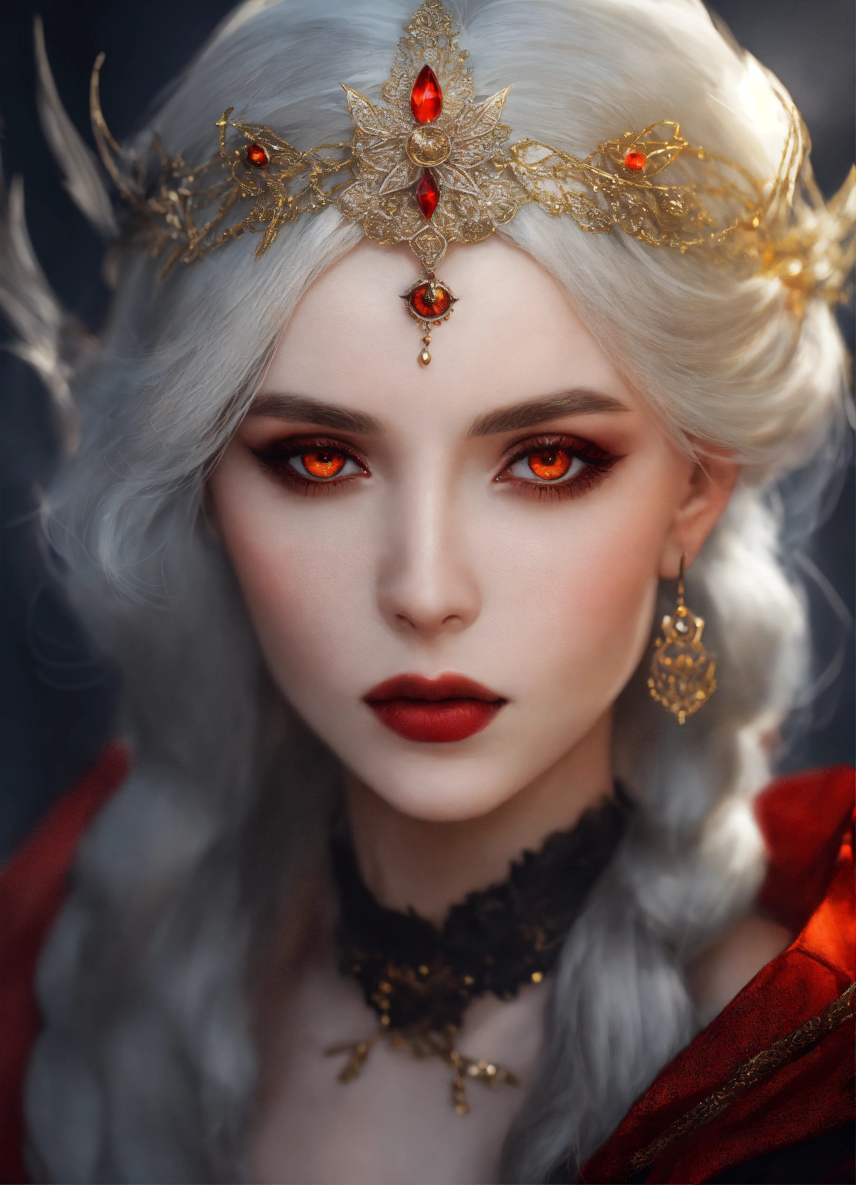 Lexica - Beautiful witch with silver hair, one red eye and one gold eye ...