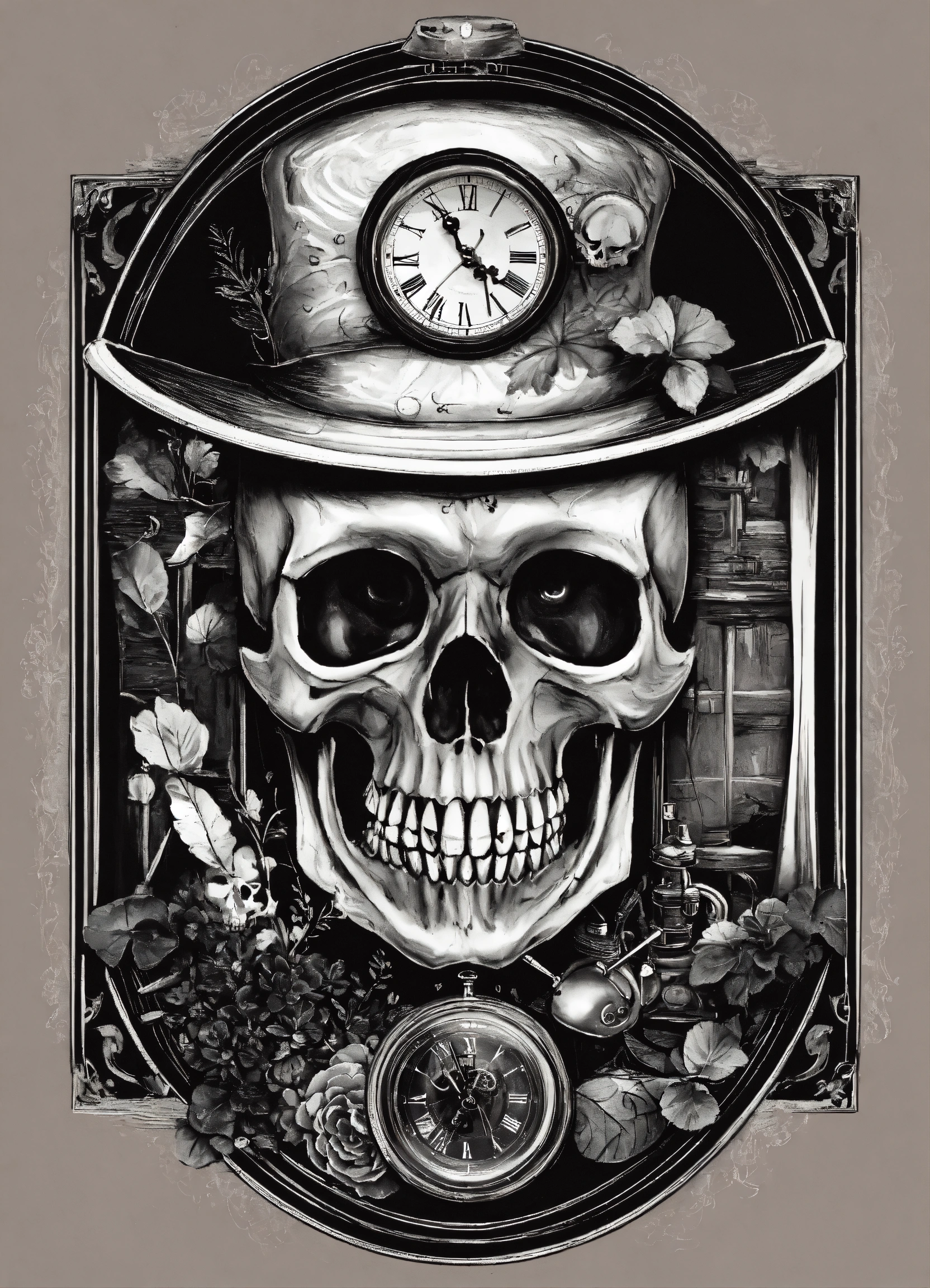 Lexica - Mafia fisch doctor clock skull magie trip monochrom