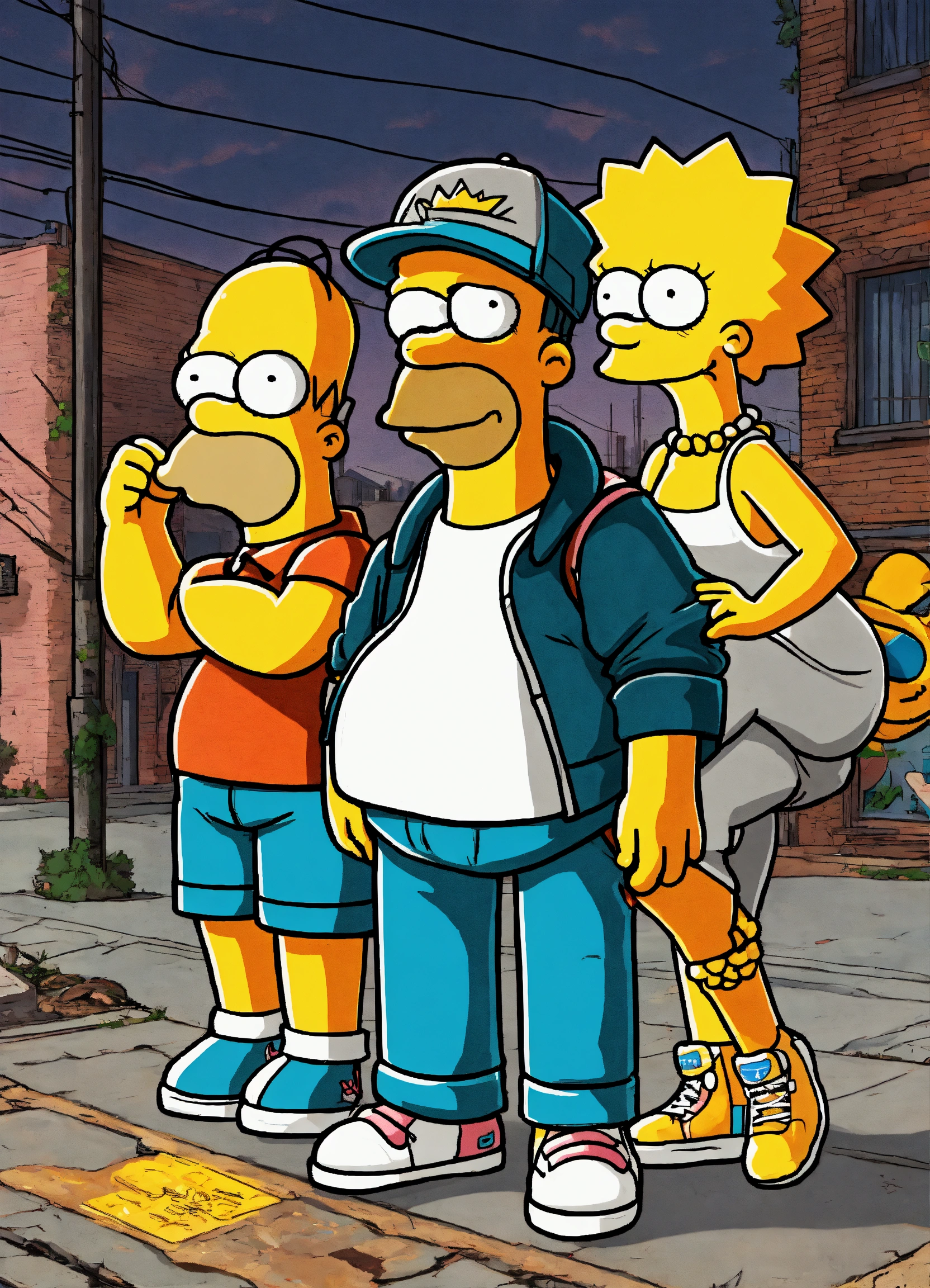 Lexica - Hip hop art style The Simpsons full body