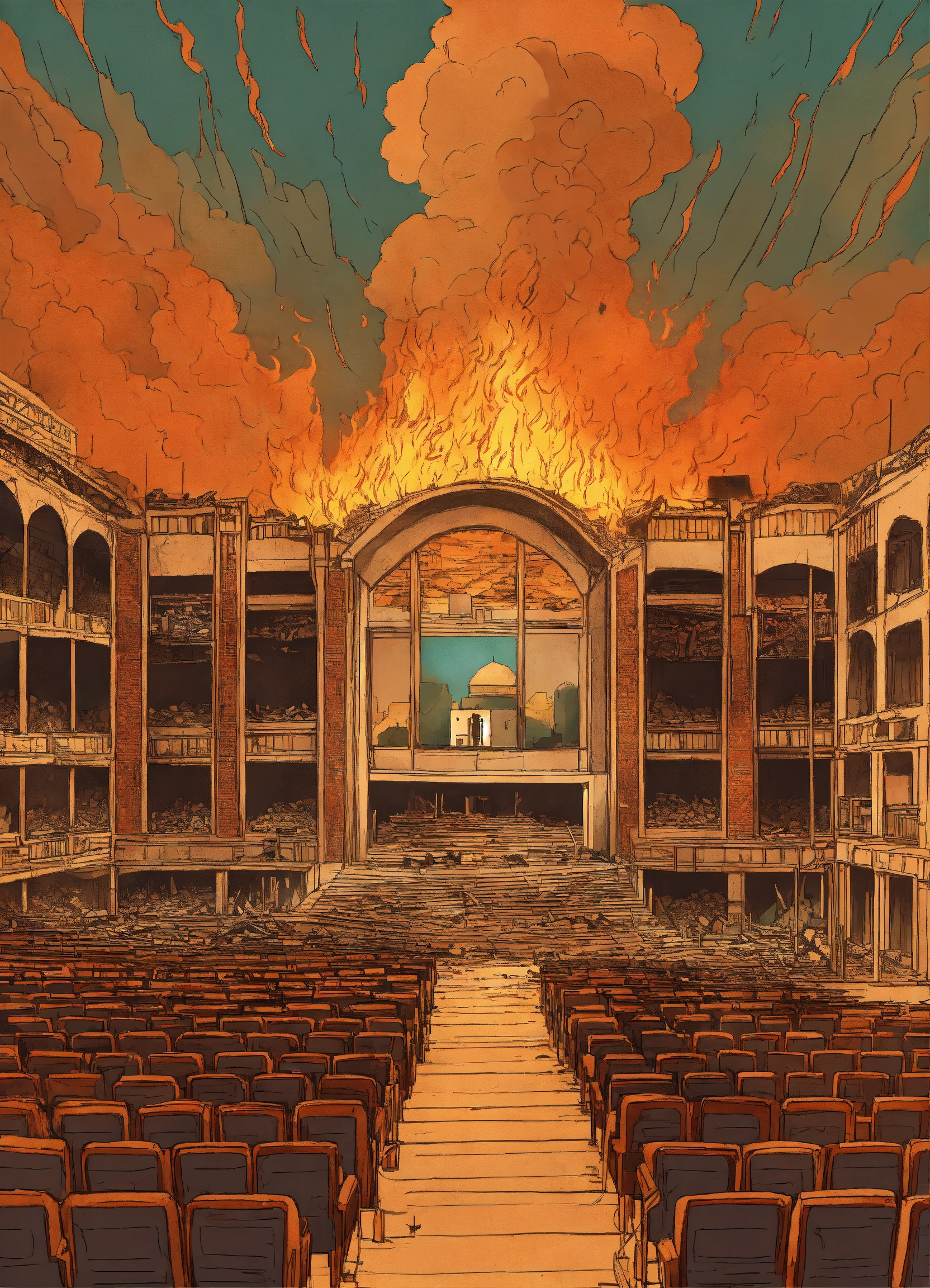 Lexica - "A design depicting a large theater with empty seats ...