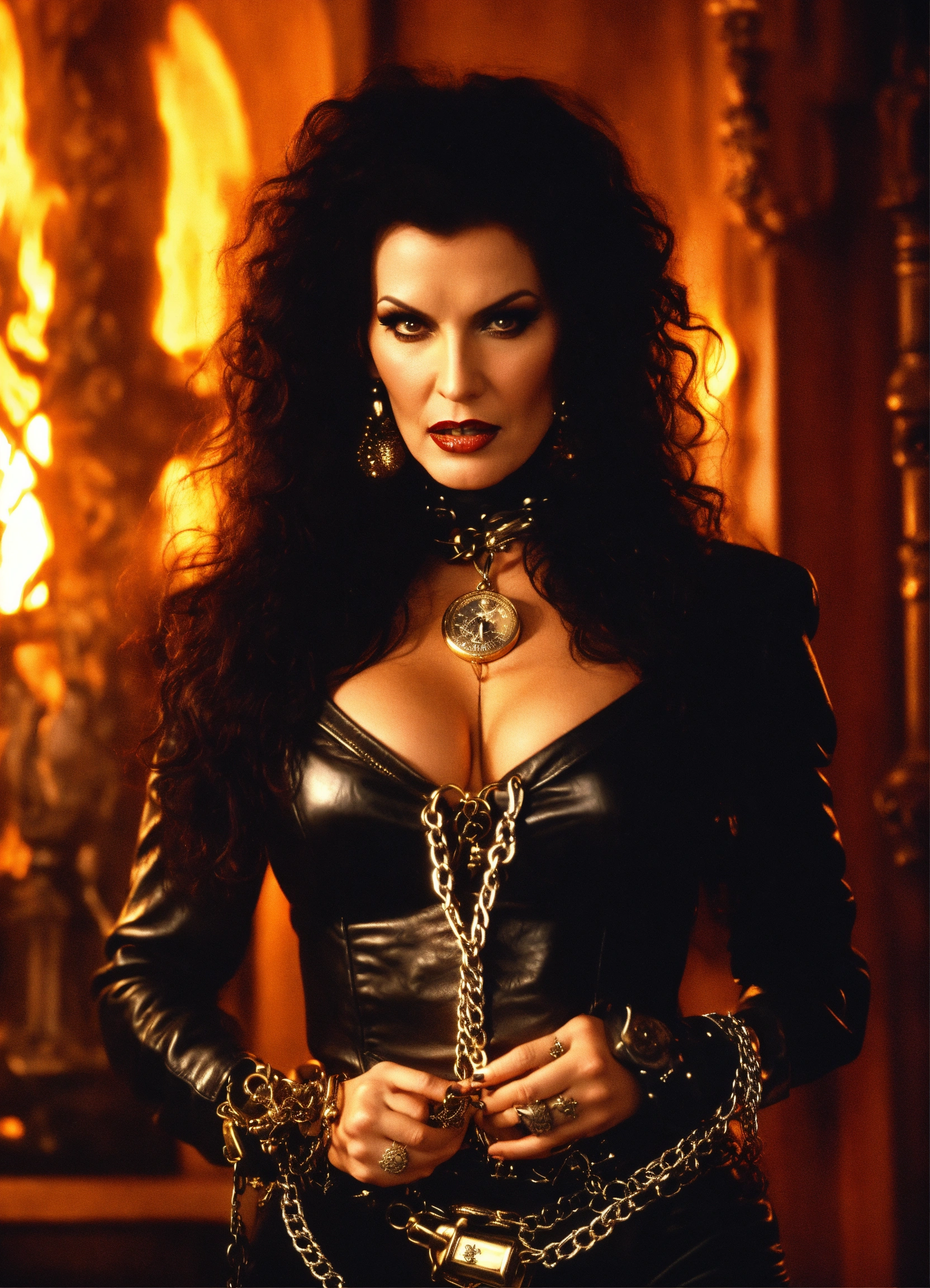 Lexica - Julie Strain powwrful satanic occult witch in leather, 