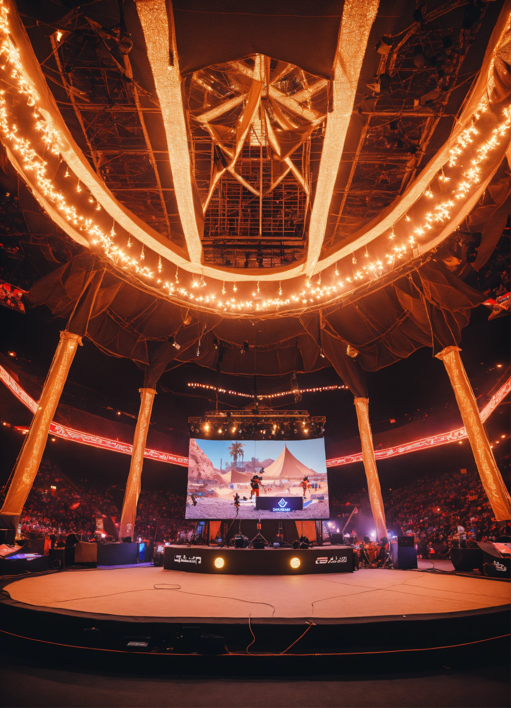 Lexica - Generate an image of a small esports venue's desert tent style ...
