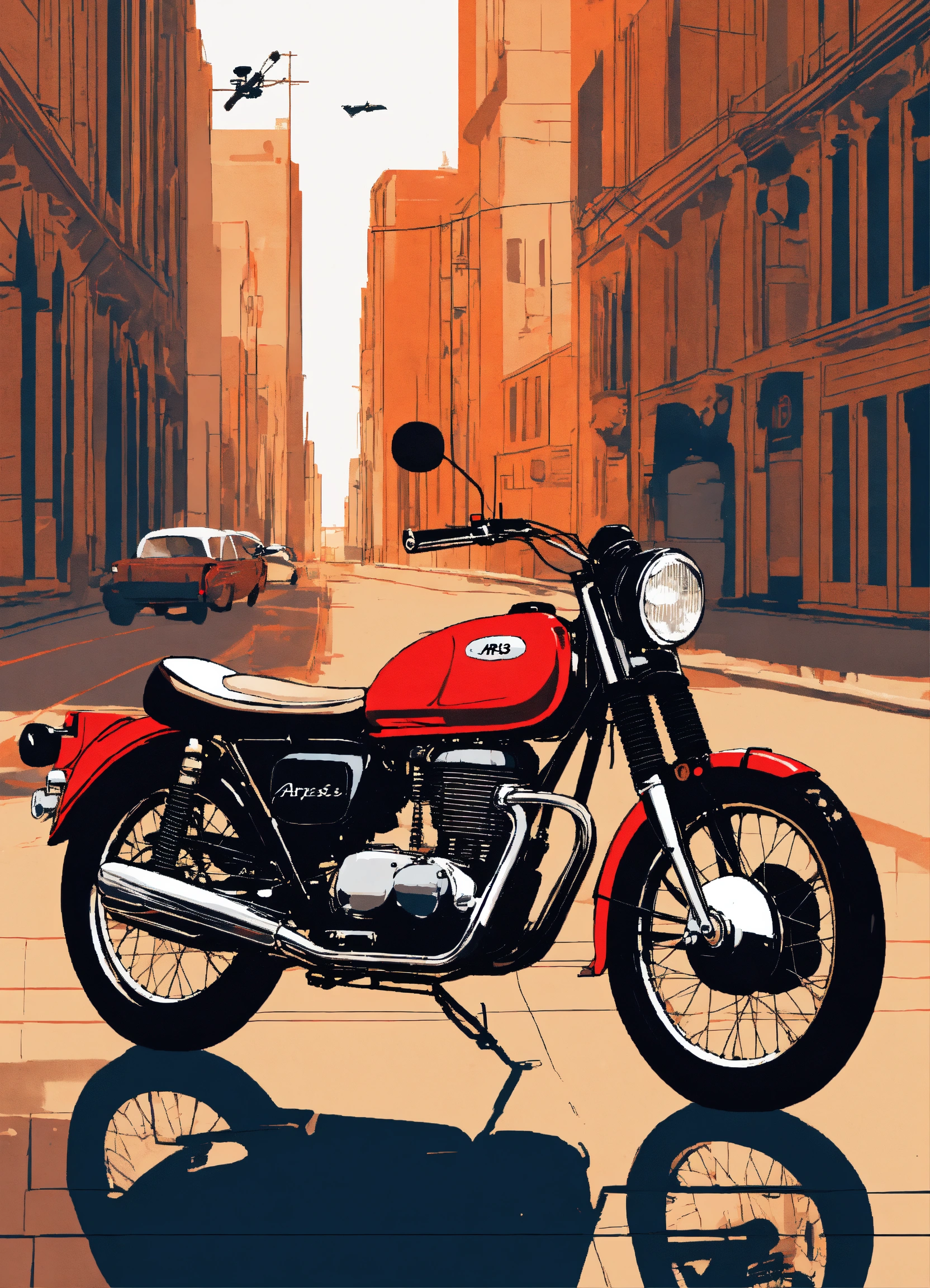 Lexica - A minimalistic illustration of a vintage motorcycle, capturing ...
