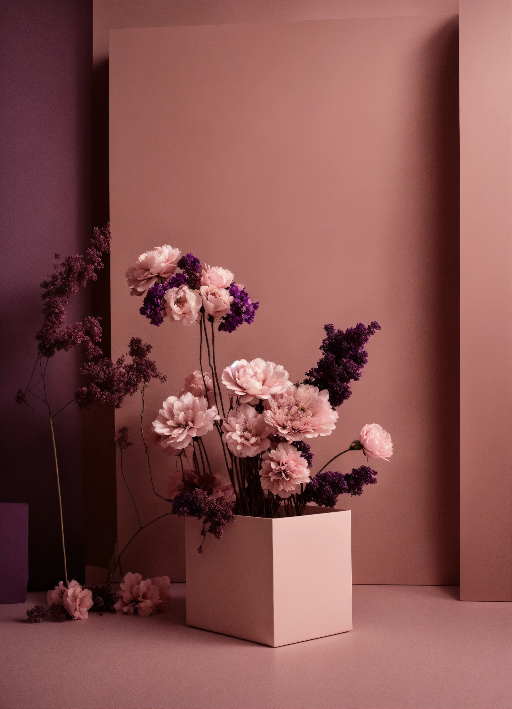 Lexica - Muted tones of dusty pink and dark purple surreal combination ...