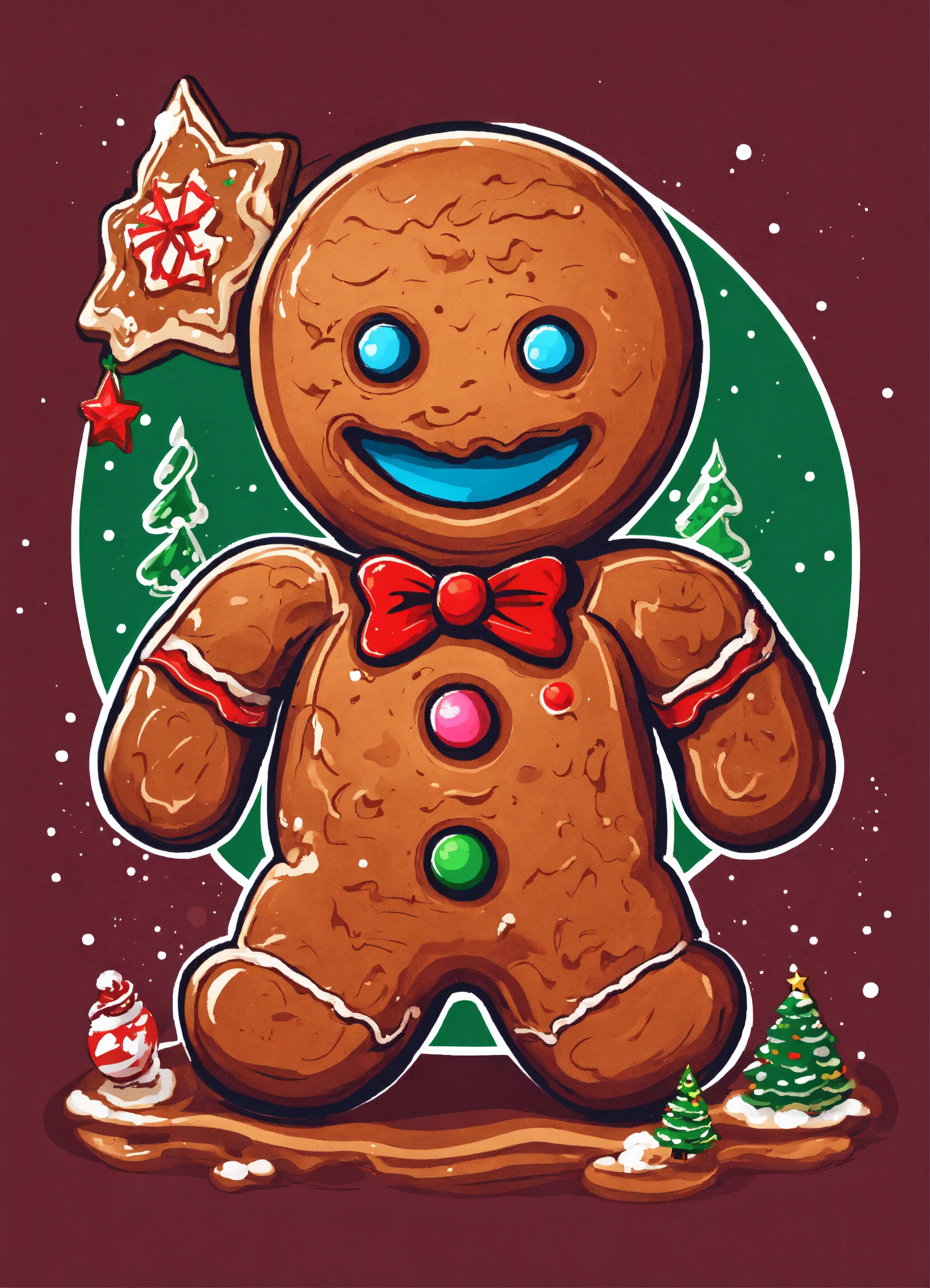 Lexica - Evil angry gingerbread man christmas logo t-shirt design on a ...