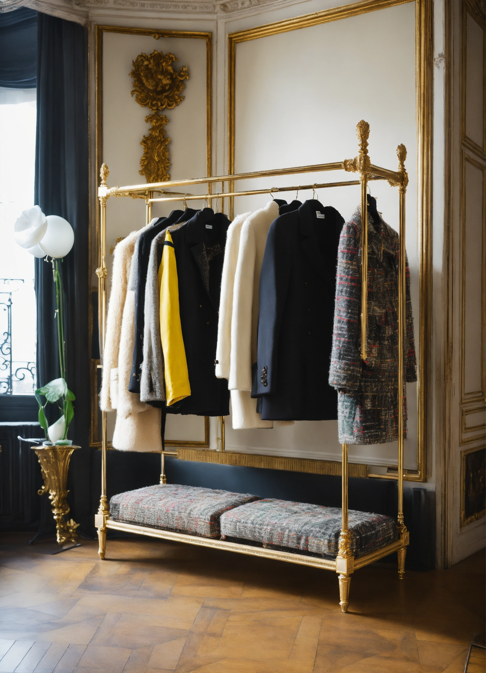 Lexica - Clothing rack with white and black and white tweed colourful ...