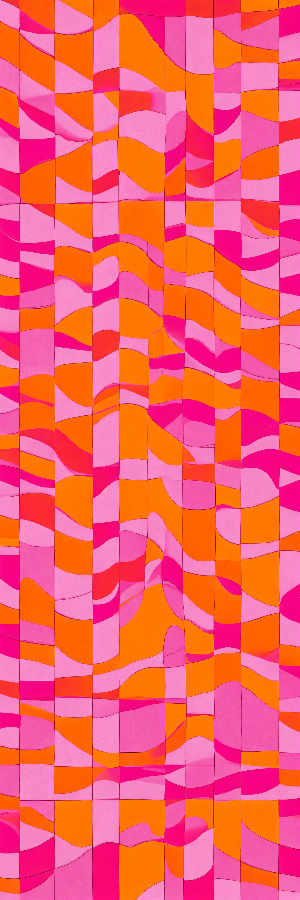 Lexica - Pink and orange large checkerboard geometric pattern, wavy ...