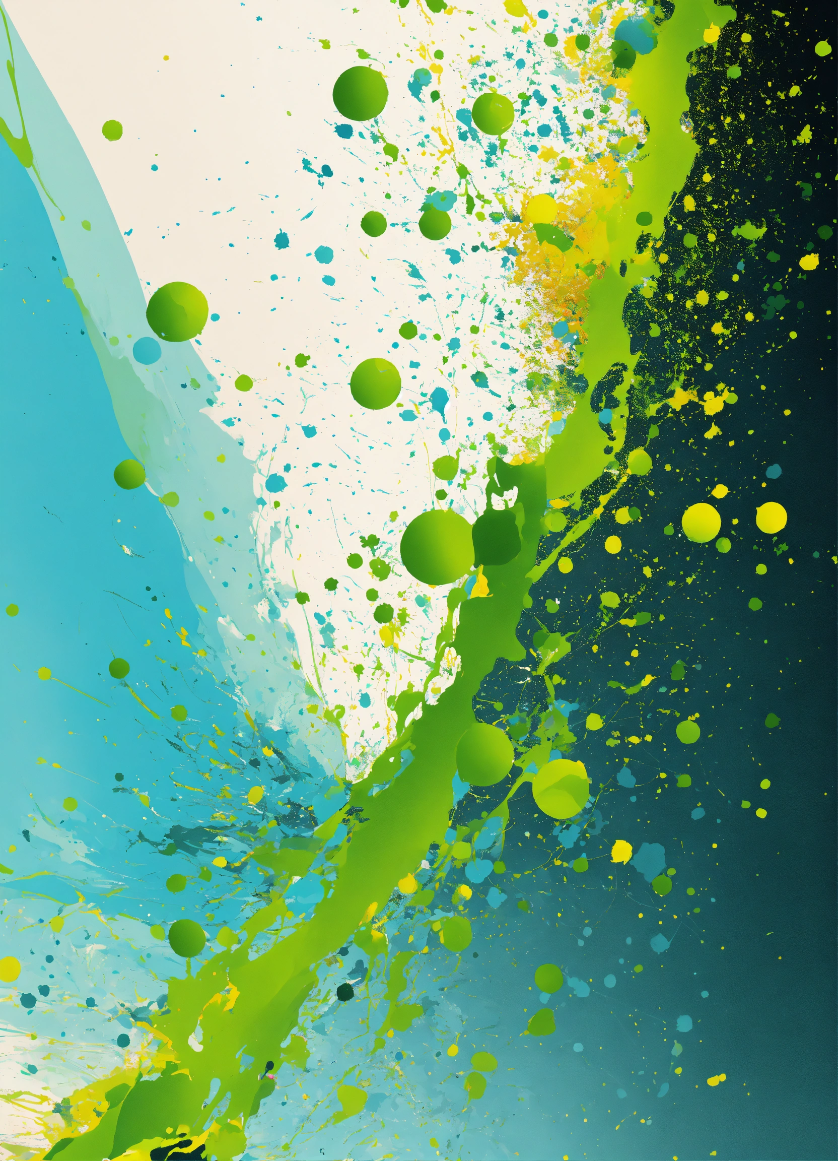 Lexica - Futuristic paint splatter, look, creamy white, sky blue, green ...