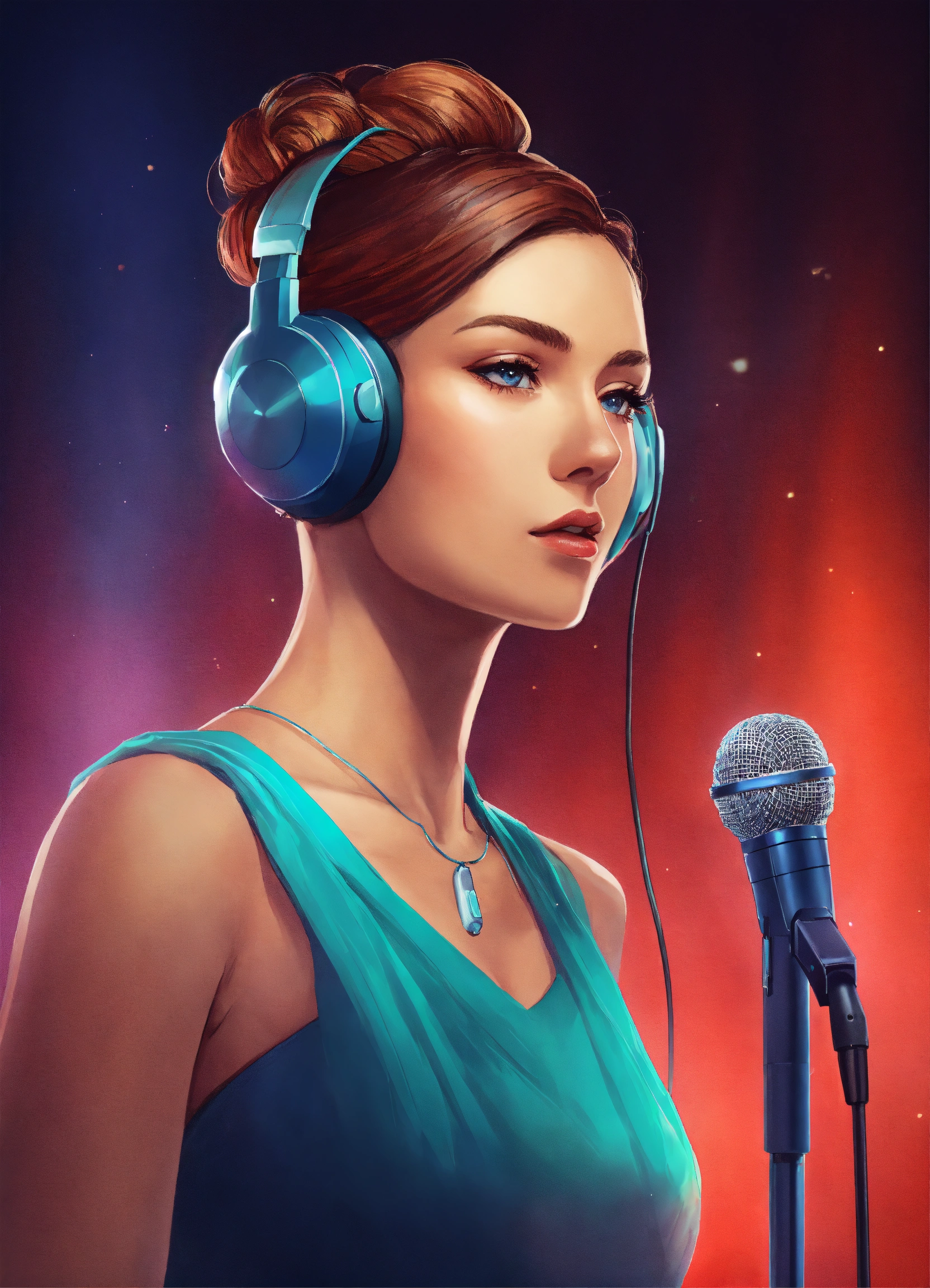 Lexica - A noble woman standing in front of the microphone