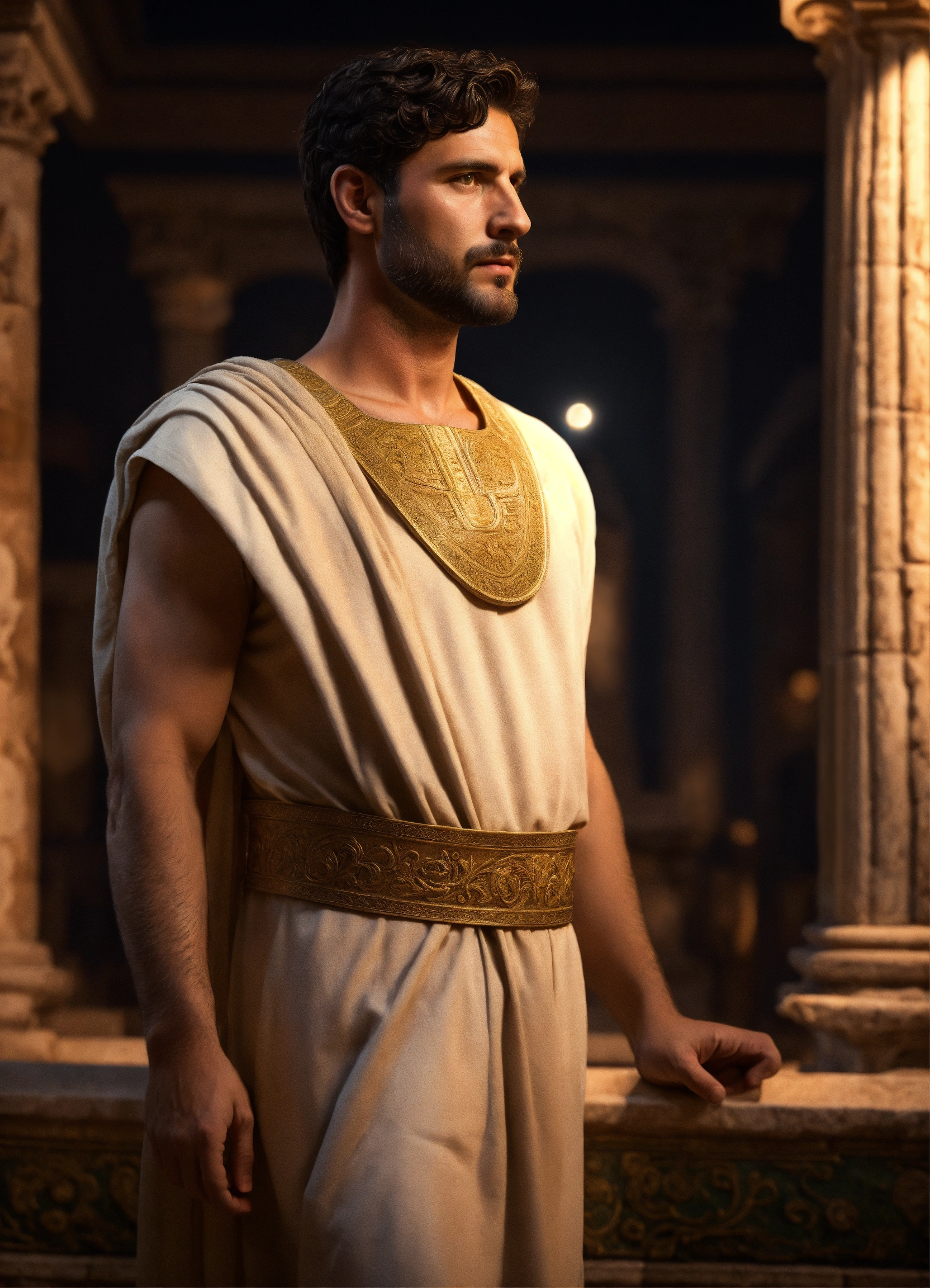 Lexica - A young rich roman man wearing a light-colored tunic, smart ...