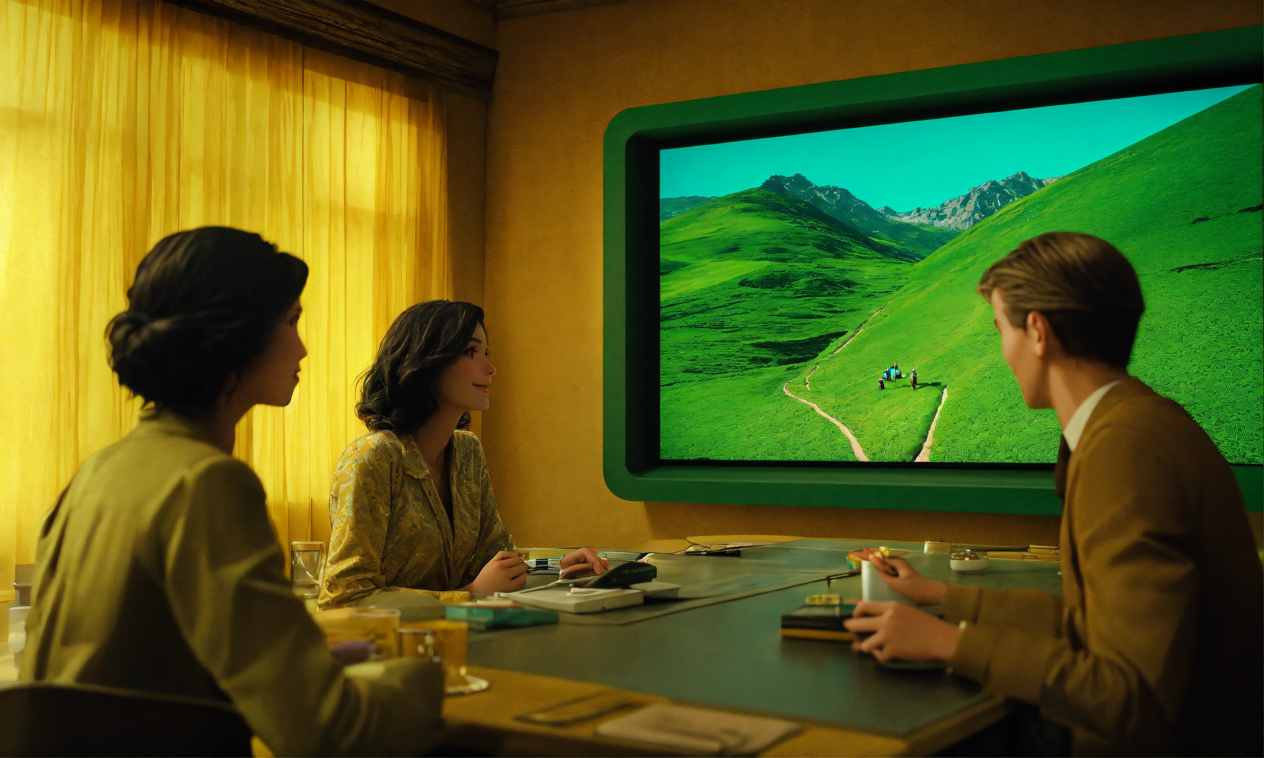 Lexica - Retro data visualization screens on background, 3 humans ...
